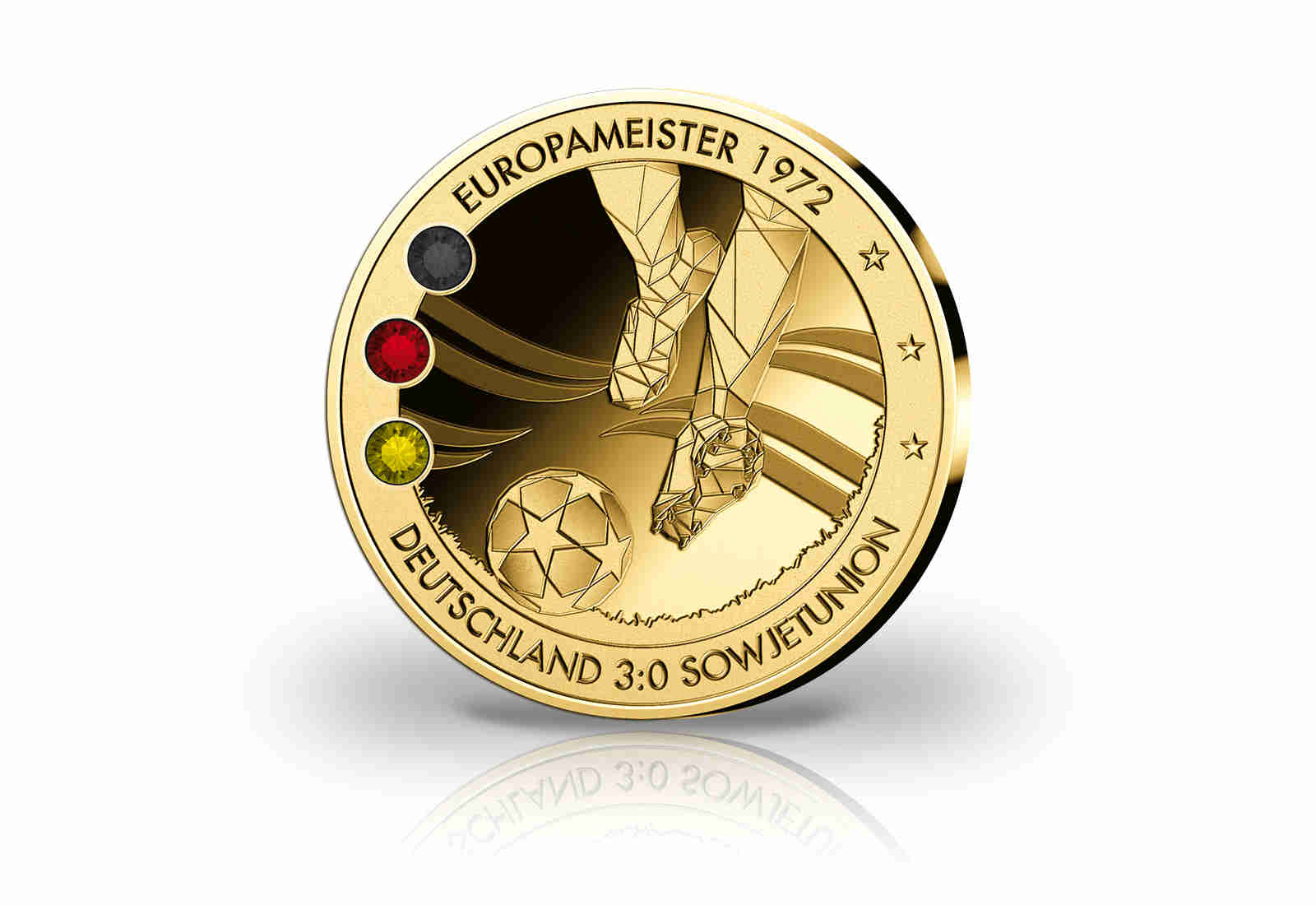 Gigantenprägung Deutschland Fußball Europameister 1972 mit 24 Karat Goldauflage