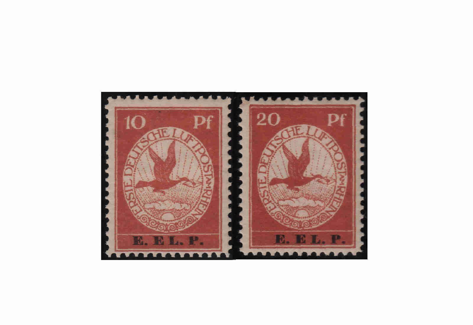 Briefmarken Deutsches Reich Flugpostmarken Komplett-Satz E.EL.P. 1912 Michel-Nr. V/VI postfrisch
