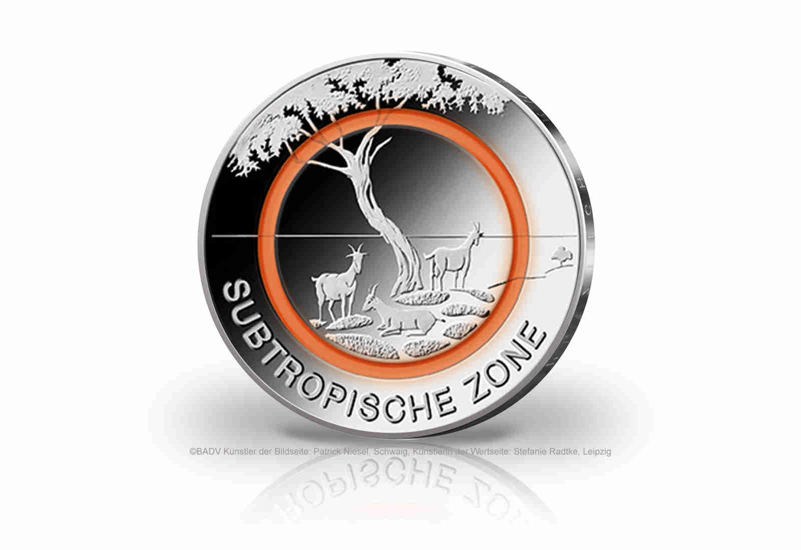 5 Euro 2018 Deutschland Subtropische Zone mit orangem Polymerring st Prägestätte unserer Wahl