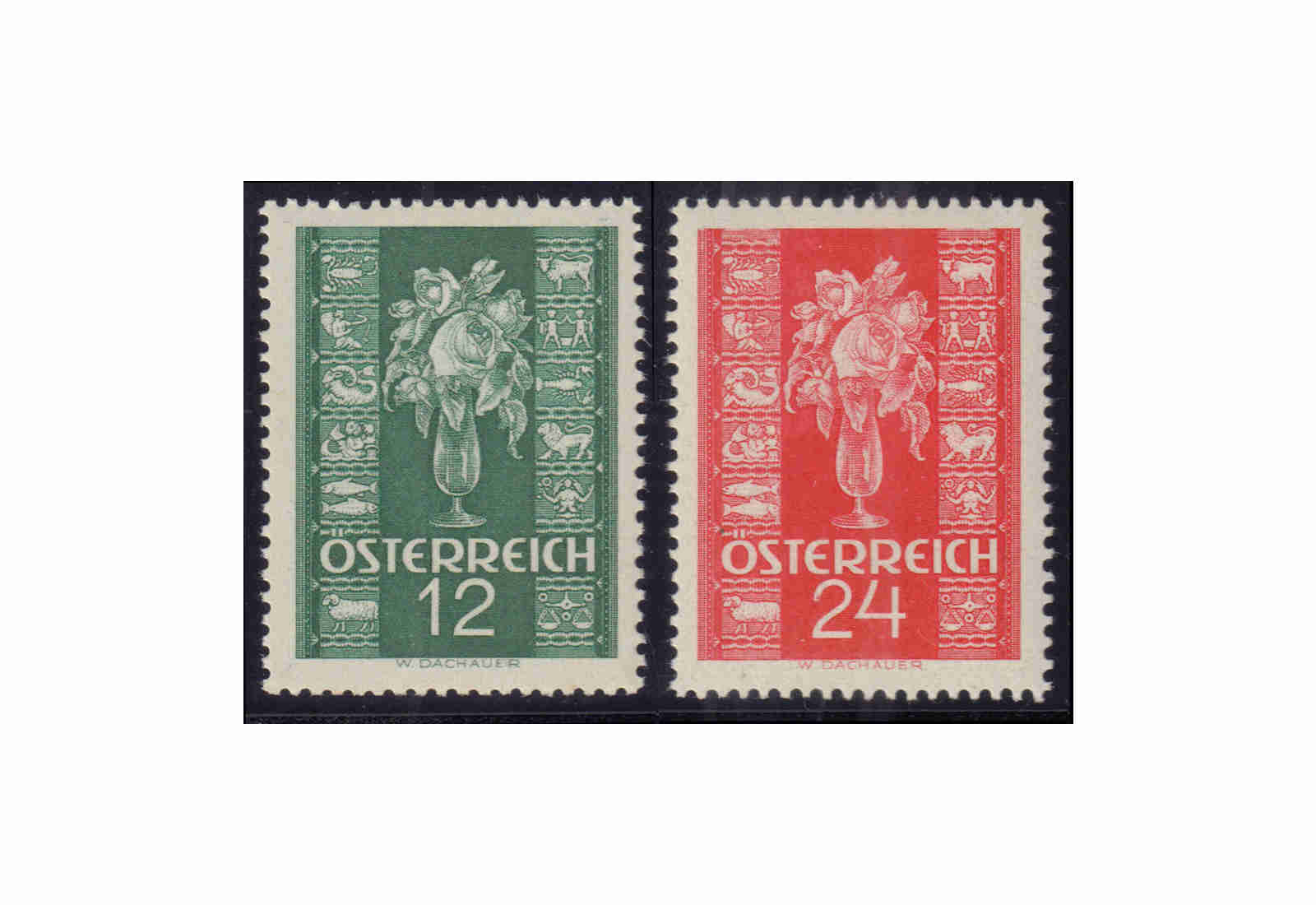 Österreich Freimarken für Glückwunsch-Korrespondenz 1937 Michel Nr. 658/9 postfrisch
