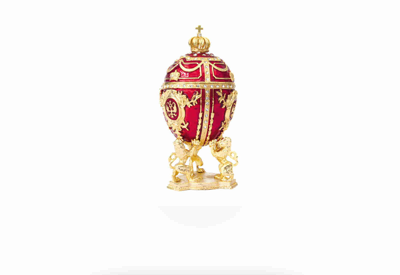 Rotes Faberge-Ei (Nachbildung mit Goldapplikation)