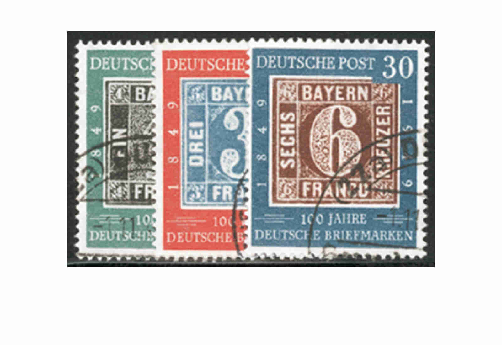 Briefmarken BRD 100 Jahre deutsche Briefmarken 1949 Michel-Nr. 113-115 gestempelt
