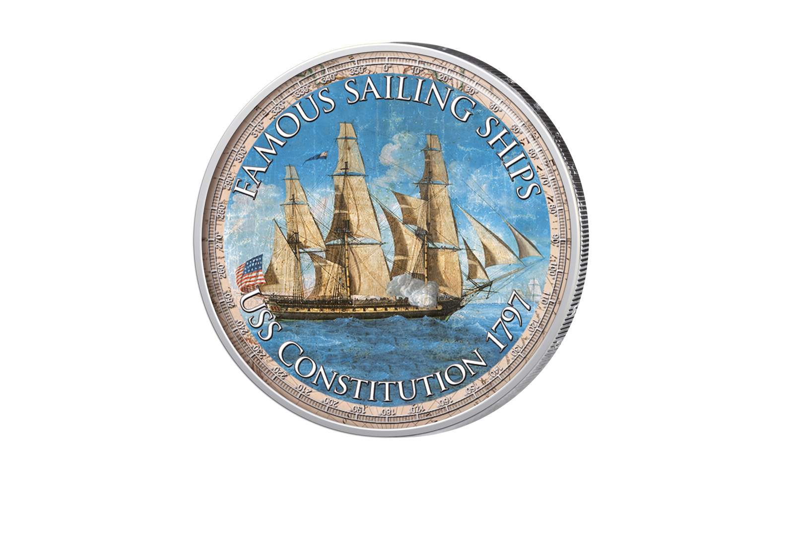 2 Euro mit Farbapplikation USS Constitution 1797 Berühmte Segelschiffe