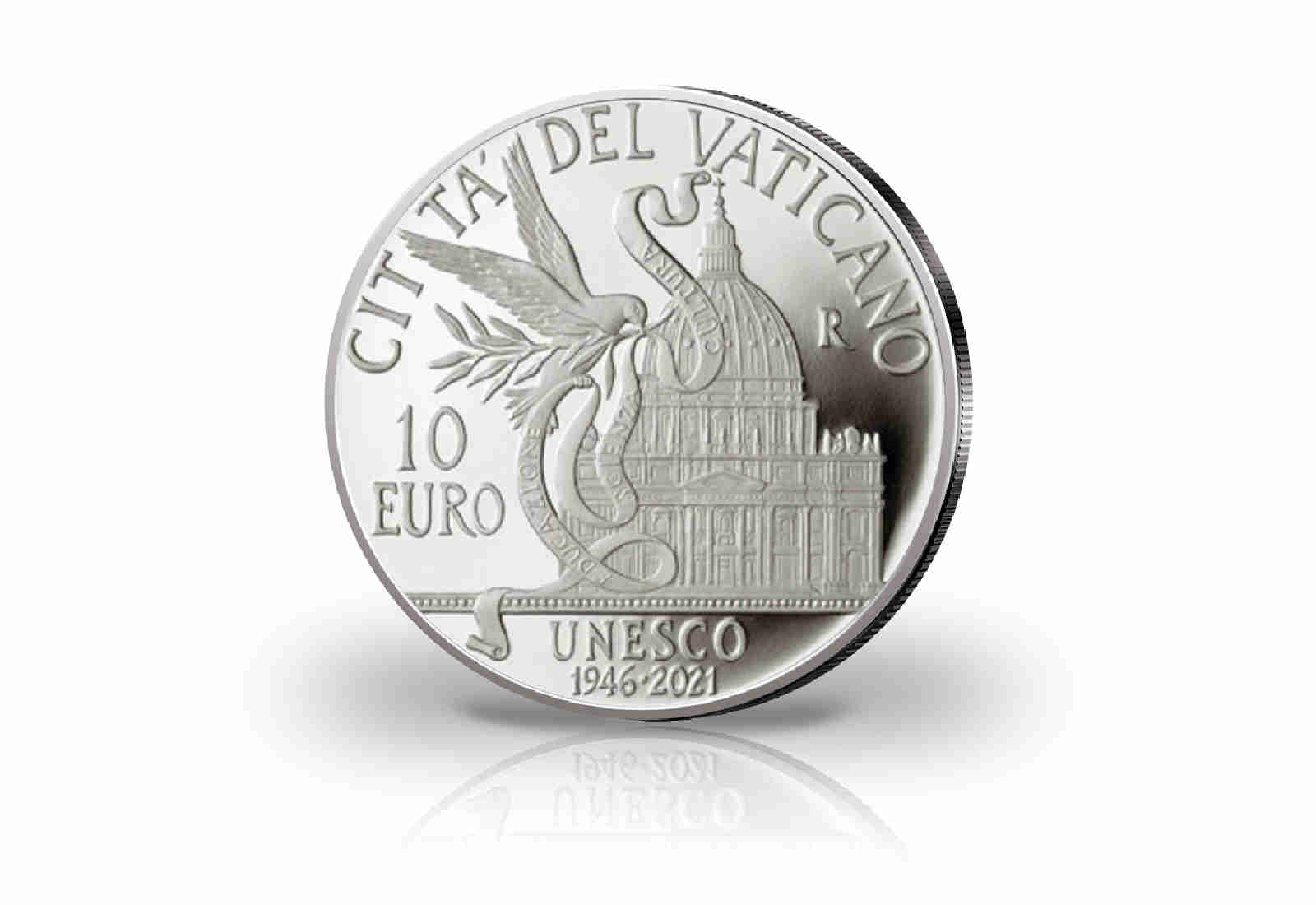 10 Euro Silbermünze 2021 Vatikan 75 Jahre UNESCO PP