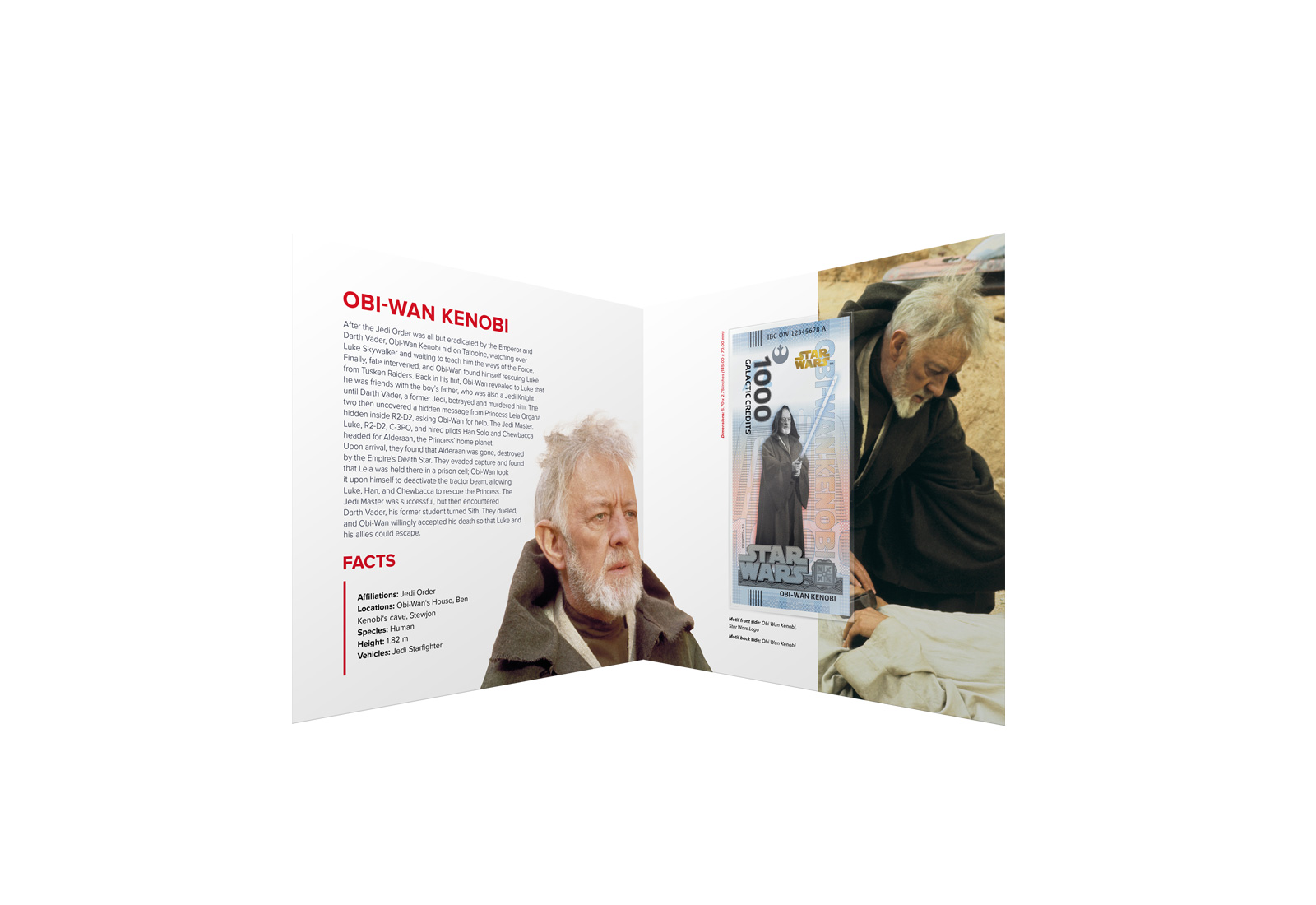 Souvenir 1.000 Galactic Credit Obi-Wan Kenobi in Klappkarte Star Wars Serie