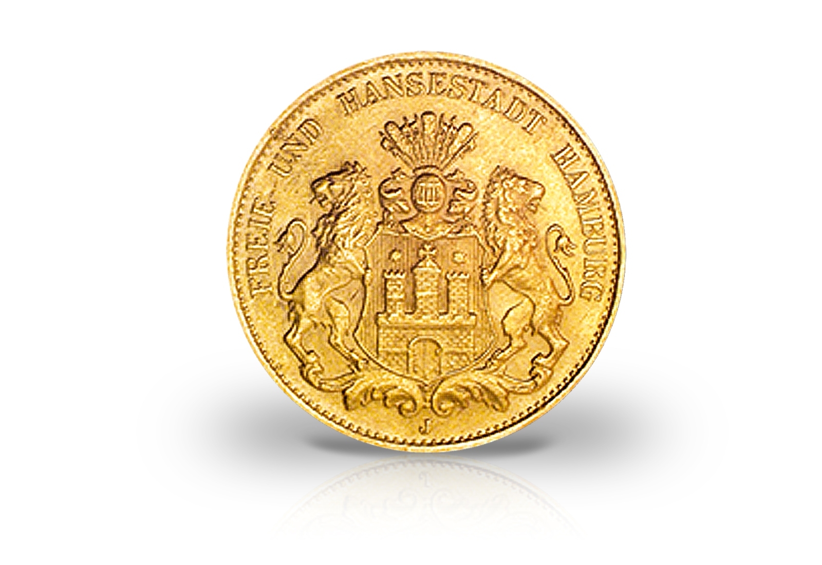 5 Mark Goldmünze 1877 Kaiserreich Hamburg Jaeger-Nr. 208