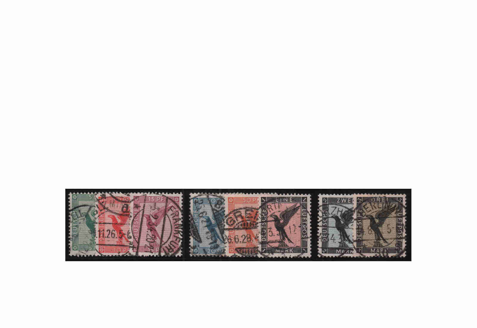Briefmarken Deutsches Reich Flugpostausgabe Adler 1926 Michel-Nr. 378/384 gestempelt