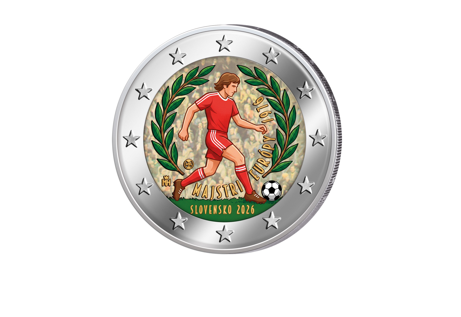 2 Euro 2026 Slowakei 50. Jahrestag des Sieges der Fußballnationalmannschaft mit Farbapplikation