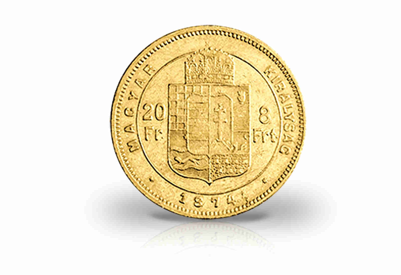 8 Forint Goldmünze 1870-1880 Österreich-Ungarn Franz Joseph I., ungarischer Reichsteil