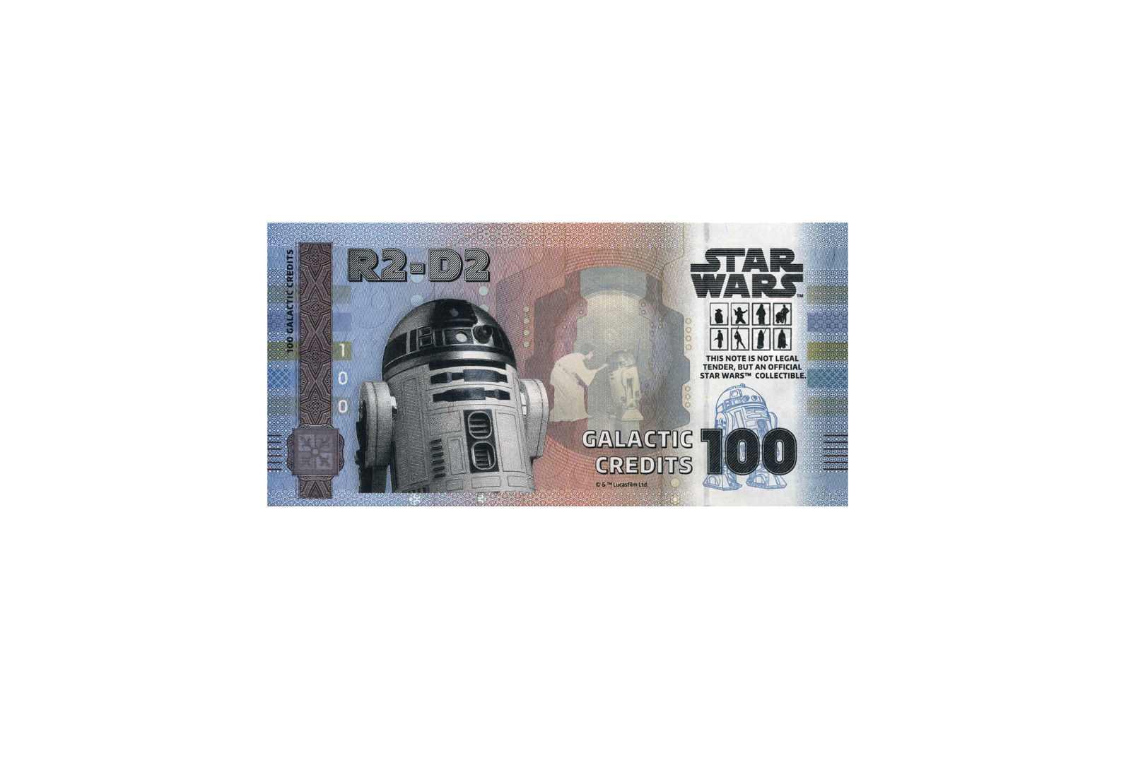 Souvenir 100 Galactic Credit R2-D2 in Klappkarte Star Wars Serie