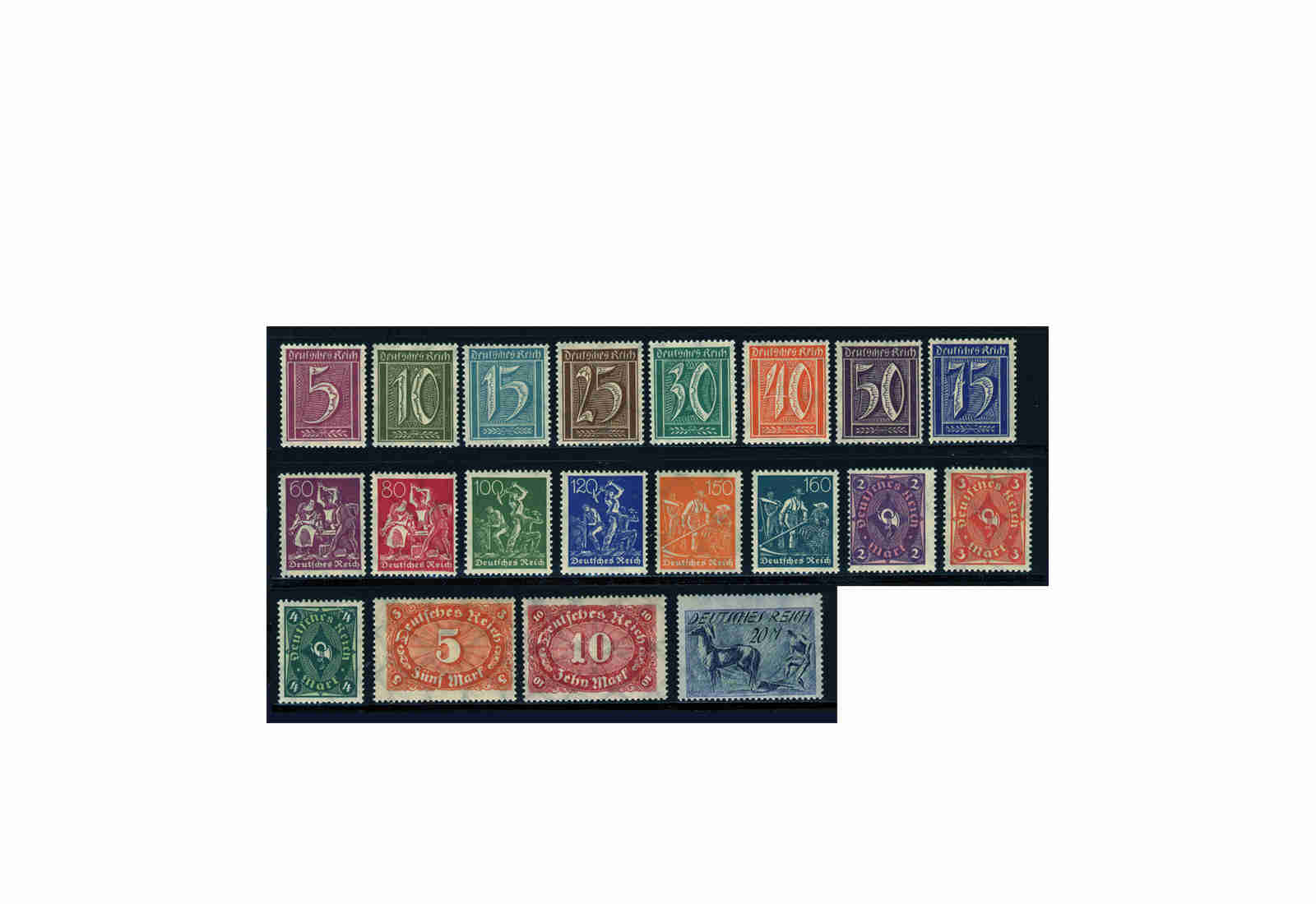Briefmarken Deutsches Reich 1921 Michel-Nr. 177/196 postfrisch