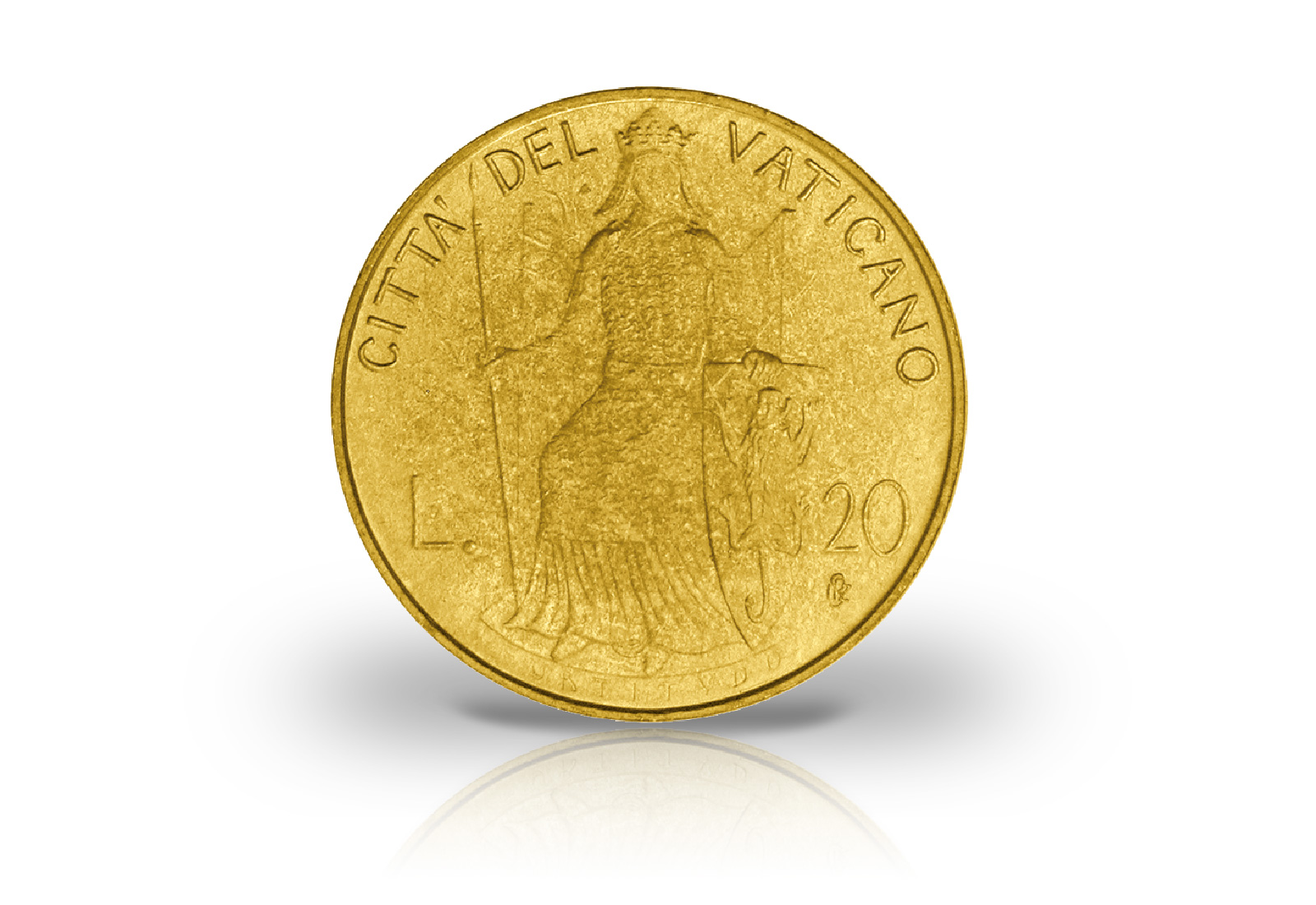 20 Lire 1980 Vatikan Papst Johannes Paul II. Allegorie der Tapferkeit