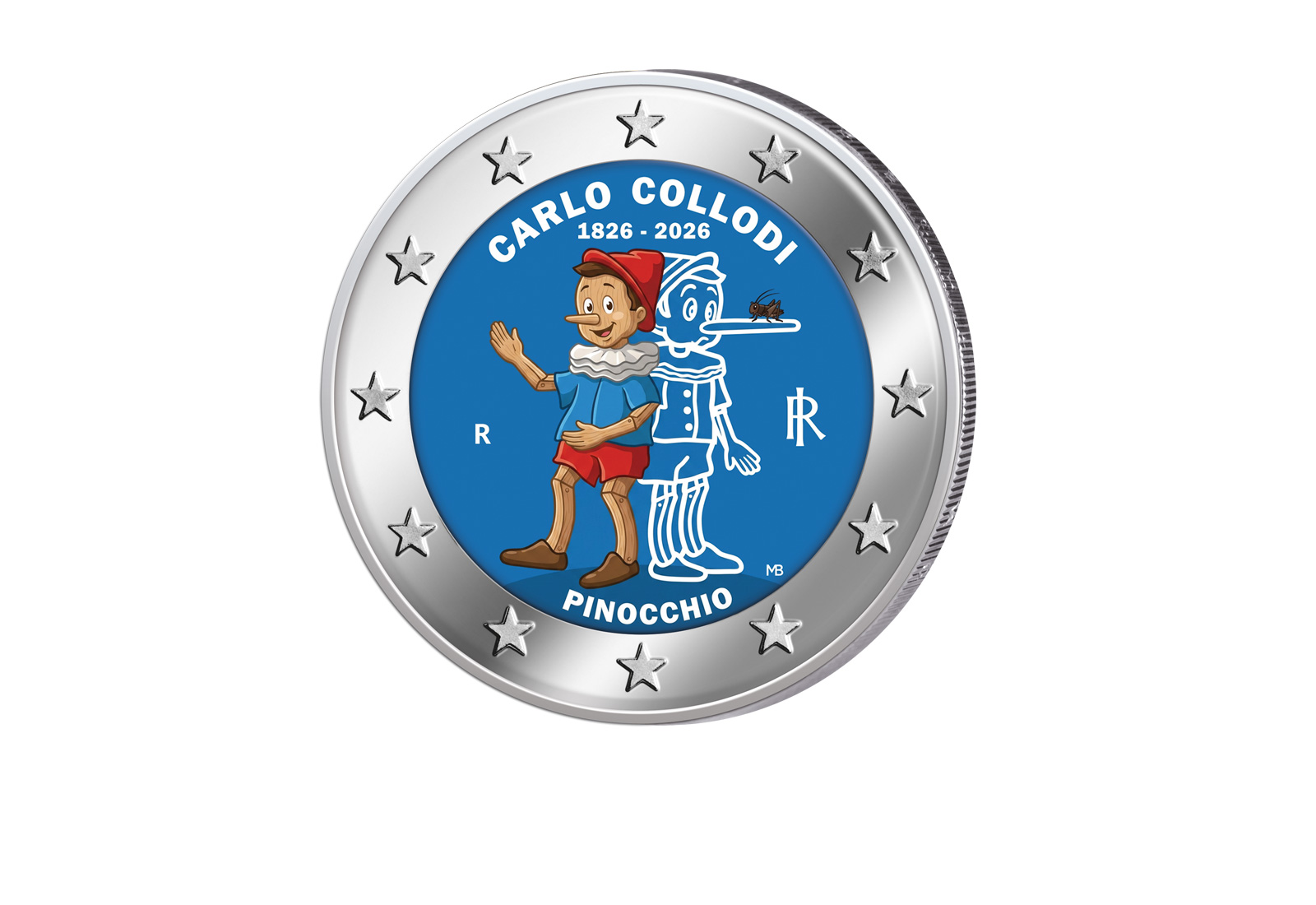 2 Euro 2026 Italien Pinocchio mit Farbapplikation