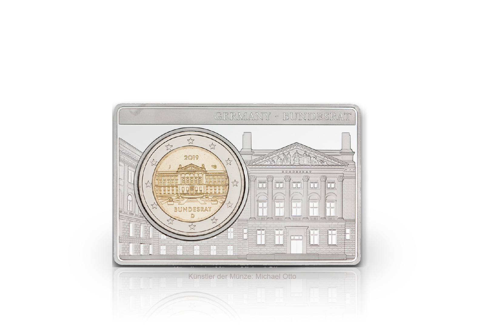 2 Euro 2019 Deutschland 70 Jahre Bundesrat eingefasst in einem Barren Prägestätte J