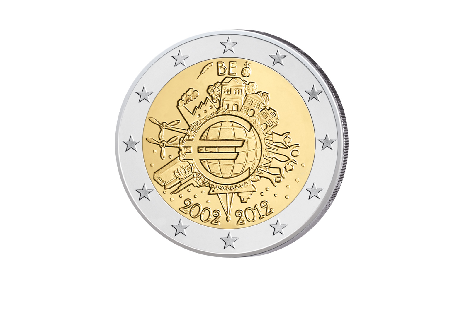 2 Euro 2012 Belgien 10 Jahre Bargeld bfr.