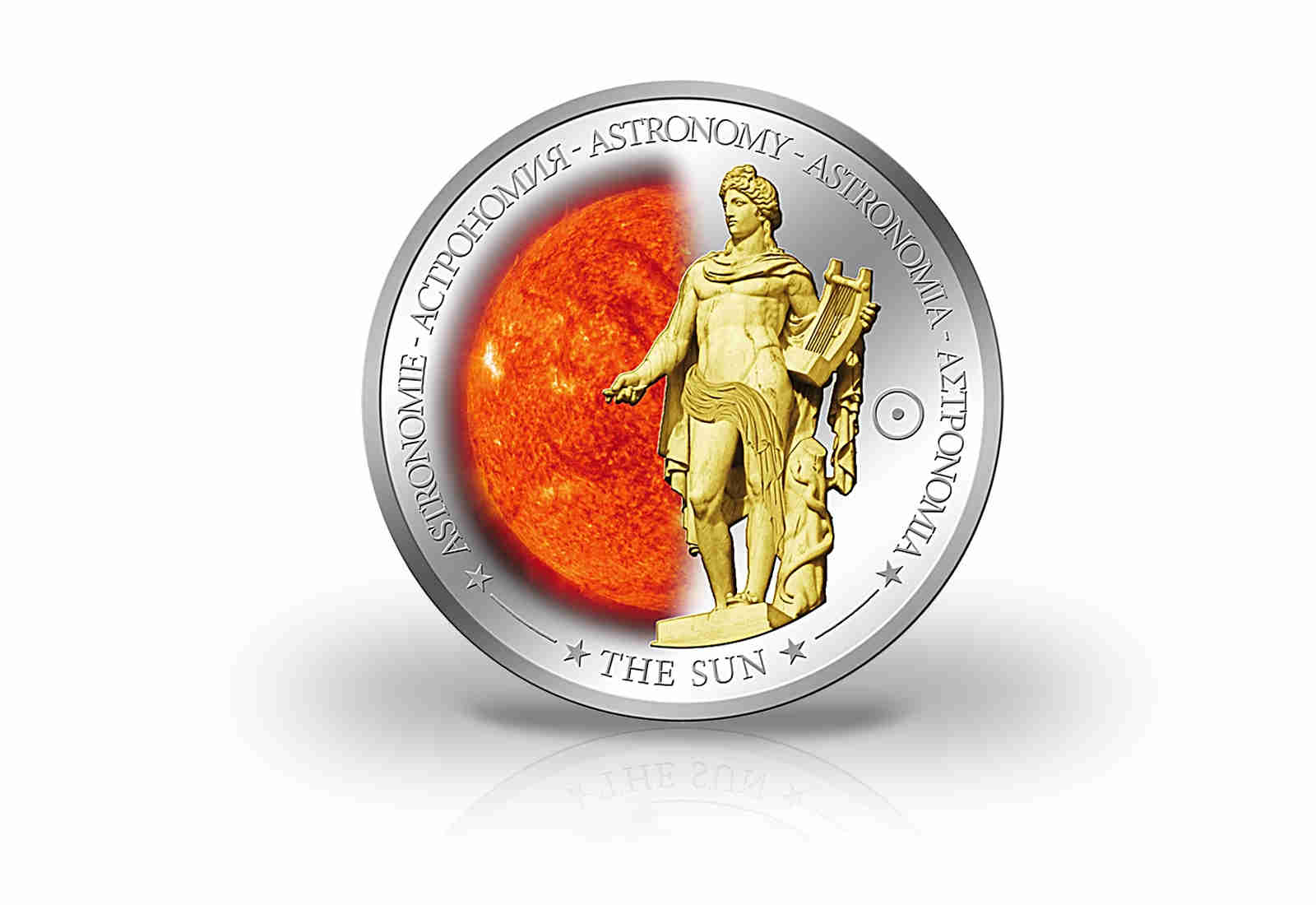 Astronomie - Die Sonne PP mit Farb- und Goldapplikation