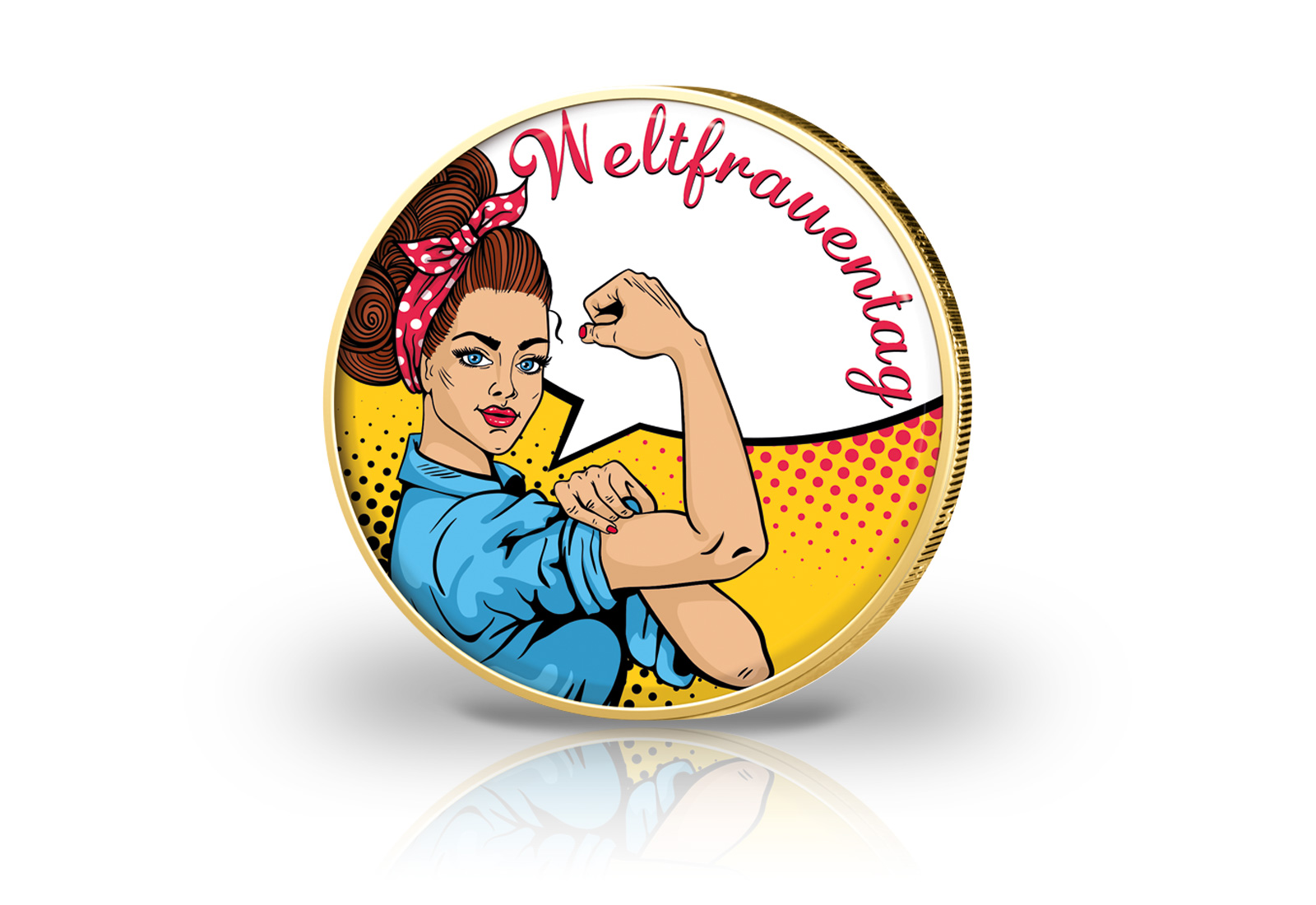 2 Euro mit Farbmotiv und 24 Karat Goldauflage Weltfrauentag