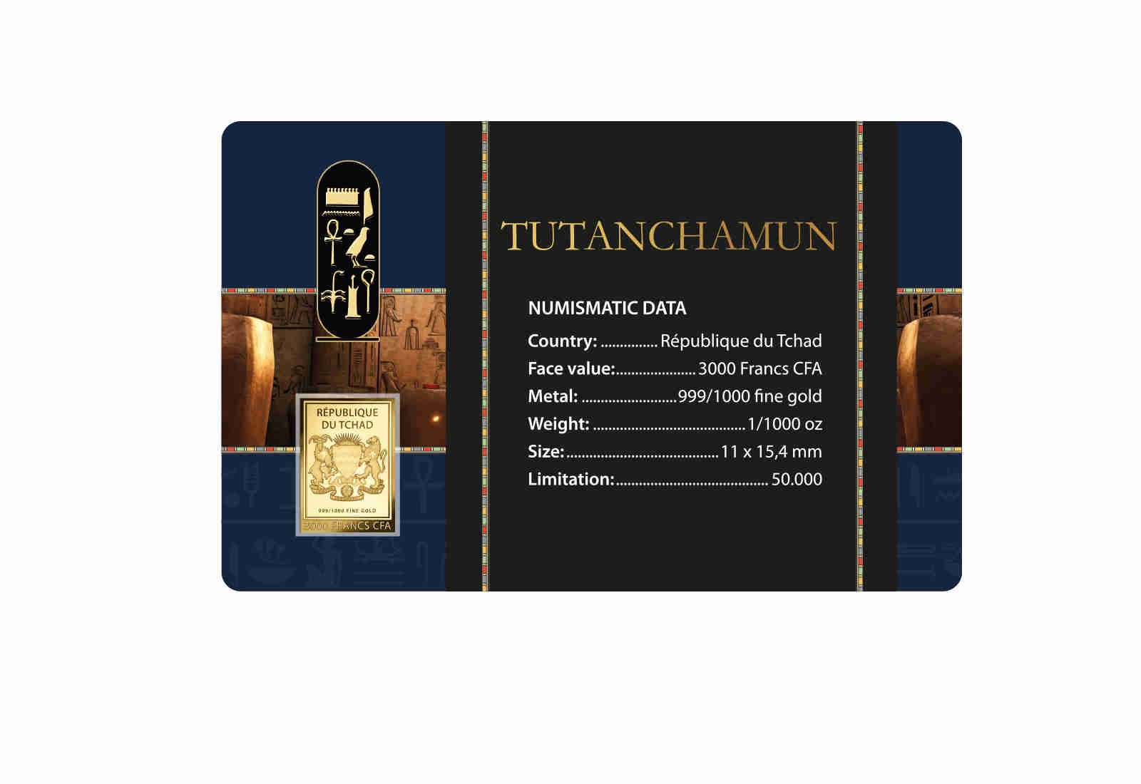 Goldmünze Motiv "Tutanchamun" Coincard 999/1000 Gold Geschenk