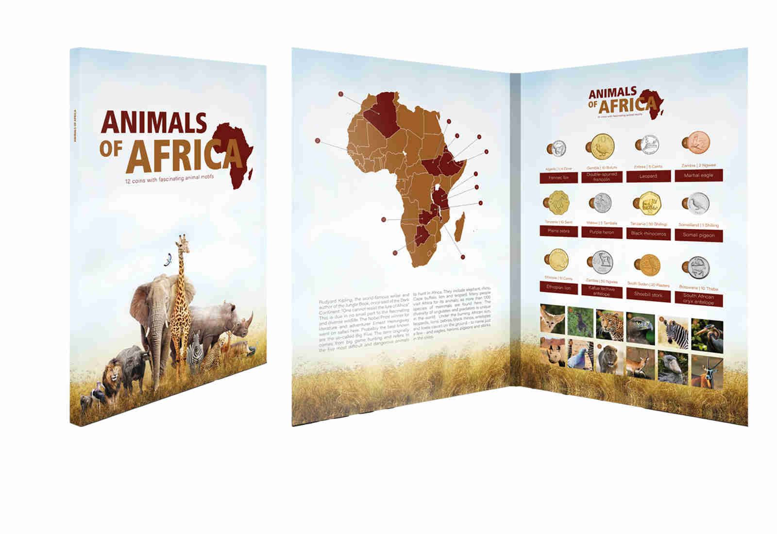 12er-Münzsatz Animals of Africa im Folder