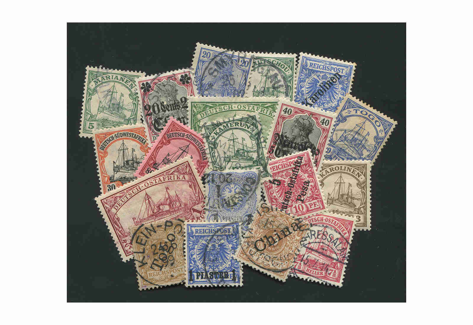 Briefmarken 25 versch. Dt. Kolonien und Auslandspostämter