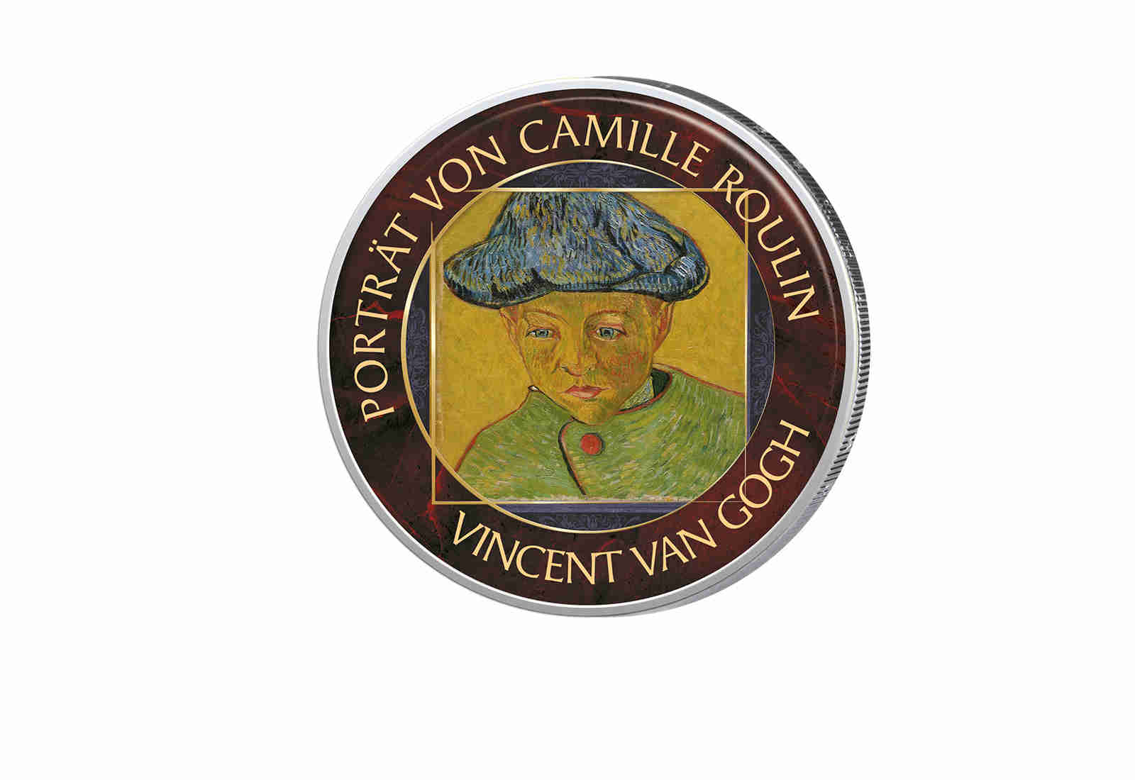 2 Euro mit Farbapplikation Porträt von Camille Roulin Van Gogh