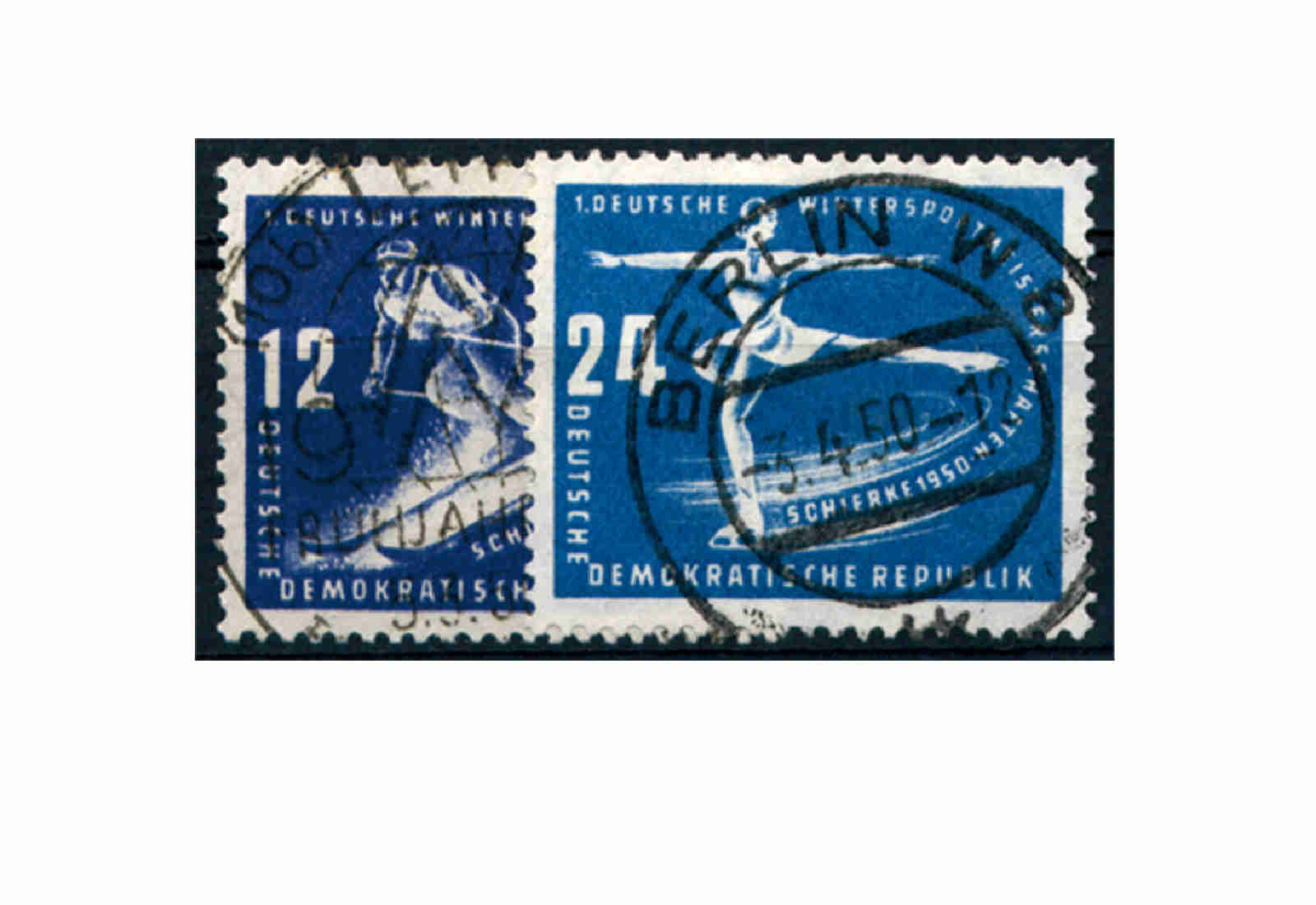 Briefmarken DDR Erste Wintersportmeisterschaften 1950 Michel-Nr. 246-247 gestempelt