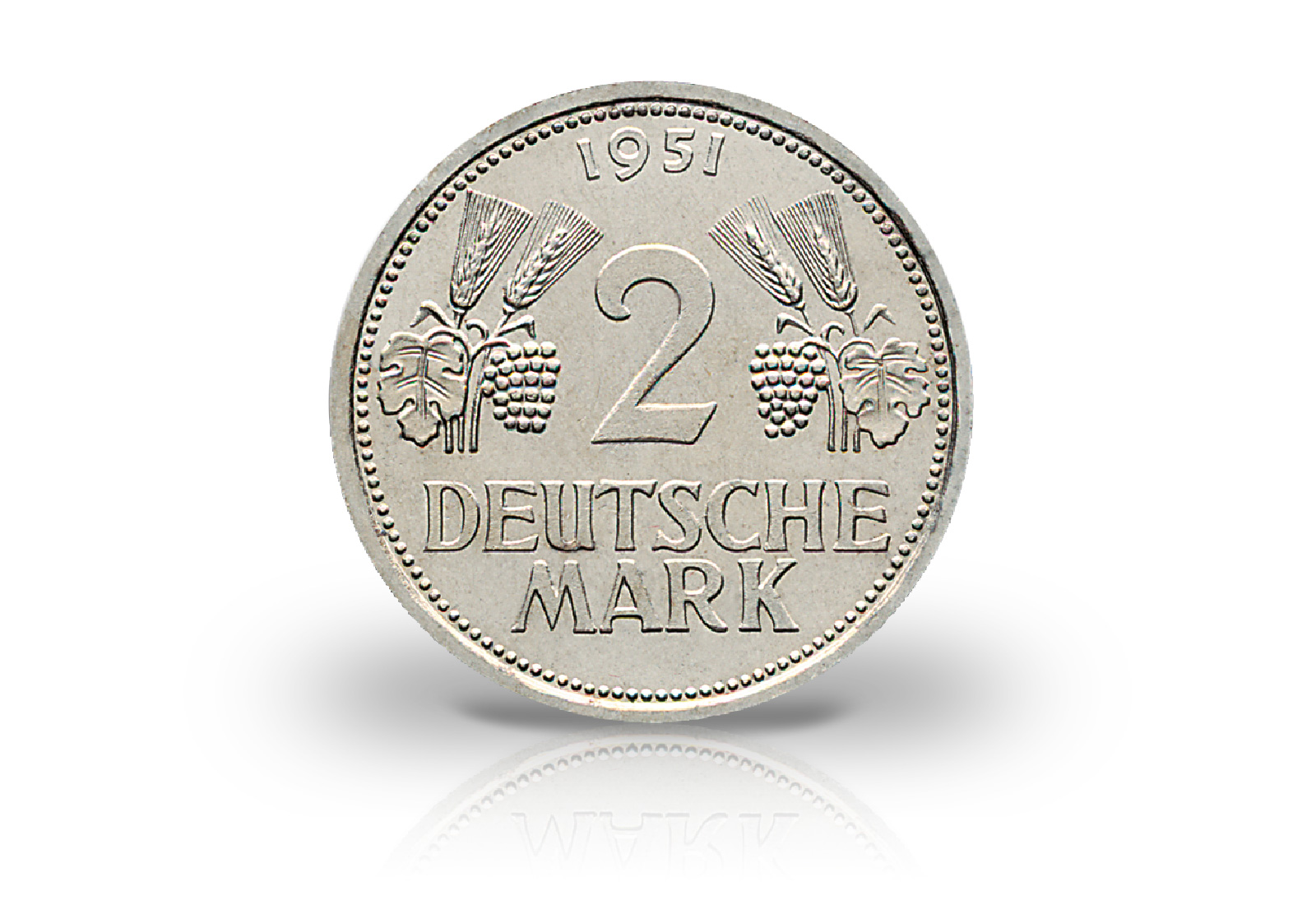 2 DM 1951 BRD Ähren Prägestätte F Jaeger-Nr. 386