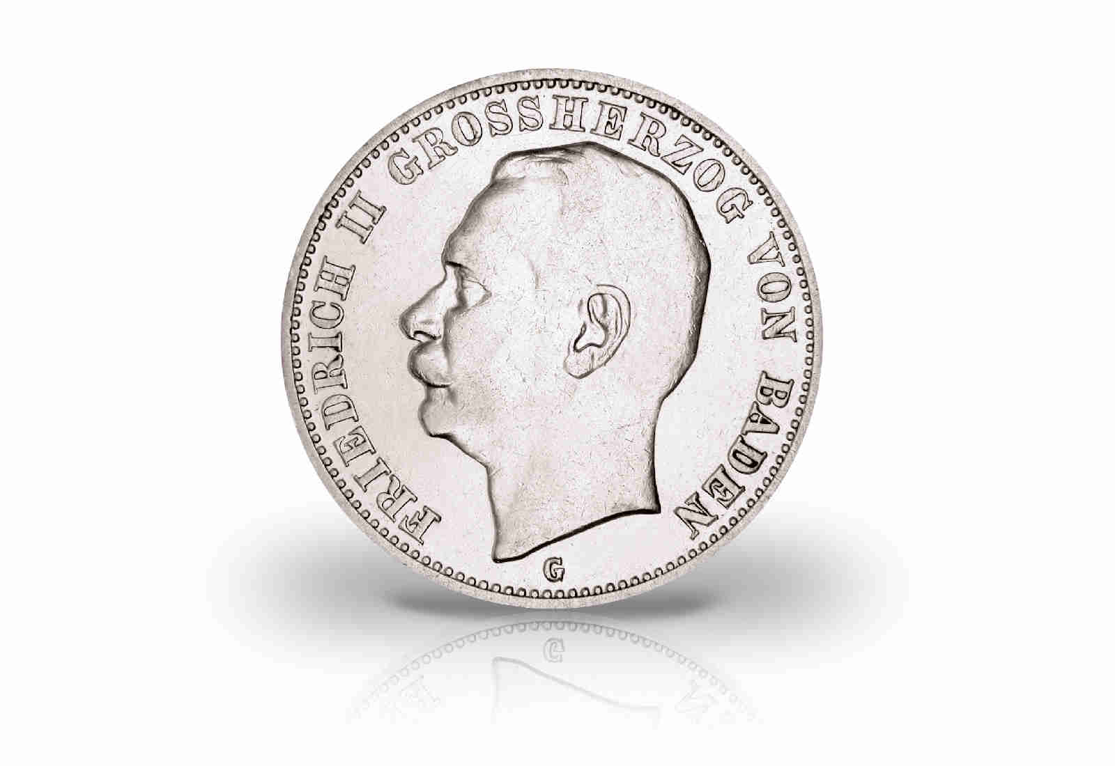 3 Mark 1908-1915 Deutsches Kaiserreich Baden Friedrich II. Jaeger-Nr. 39