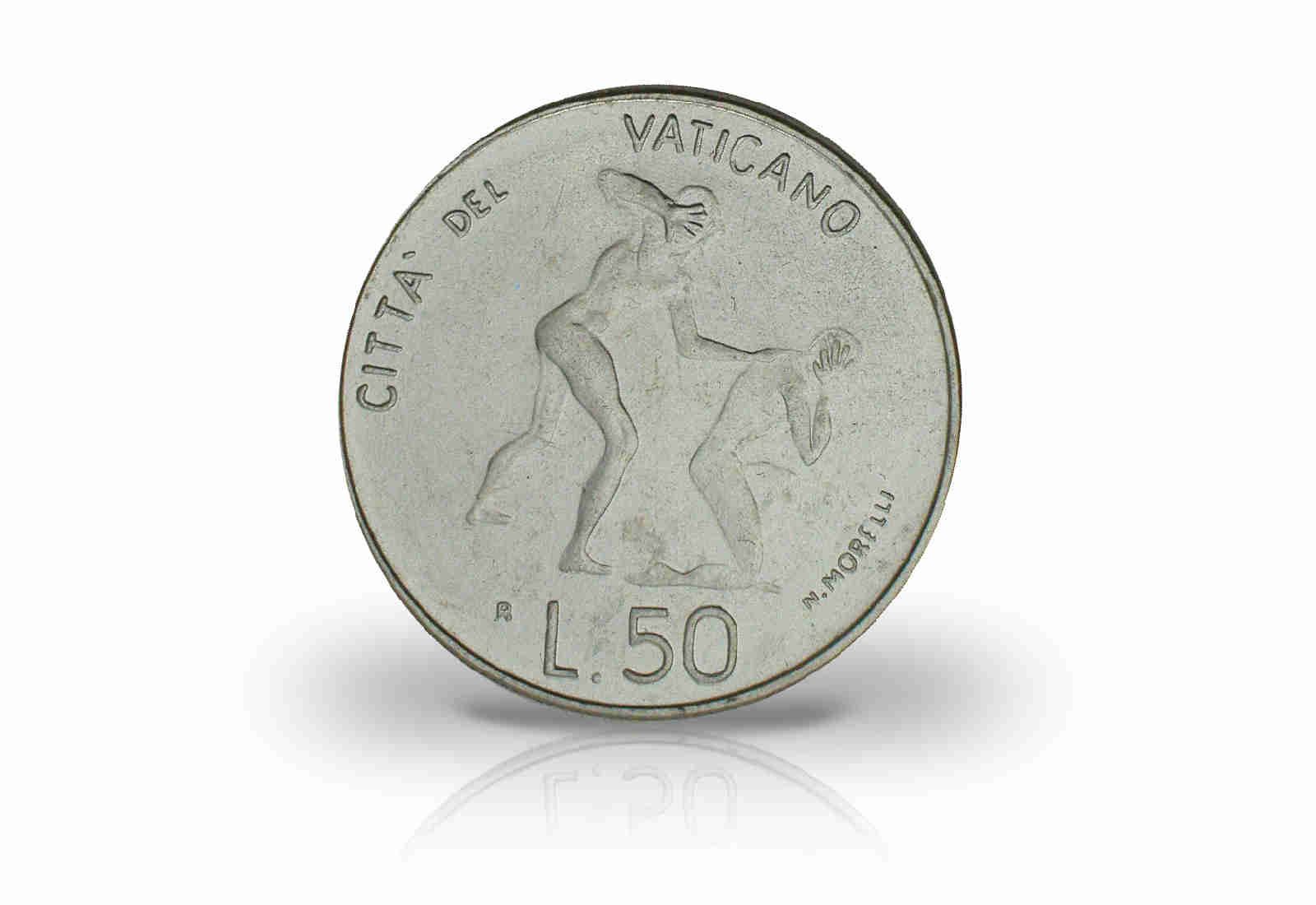 50 Lire 1983 Vatikan Papst Paul II. Vertreibung von Adam und Eva