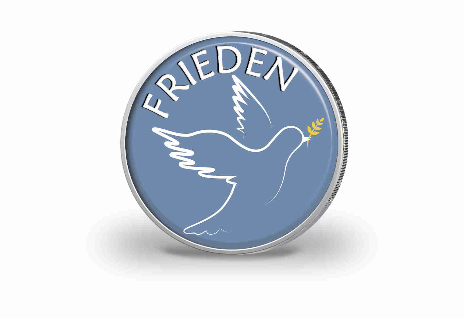 2 Euro vergoldet mit Farbmotiv Frieden Motiv 1