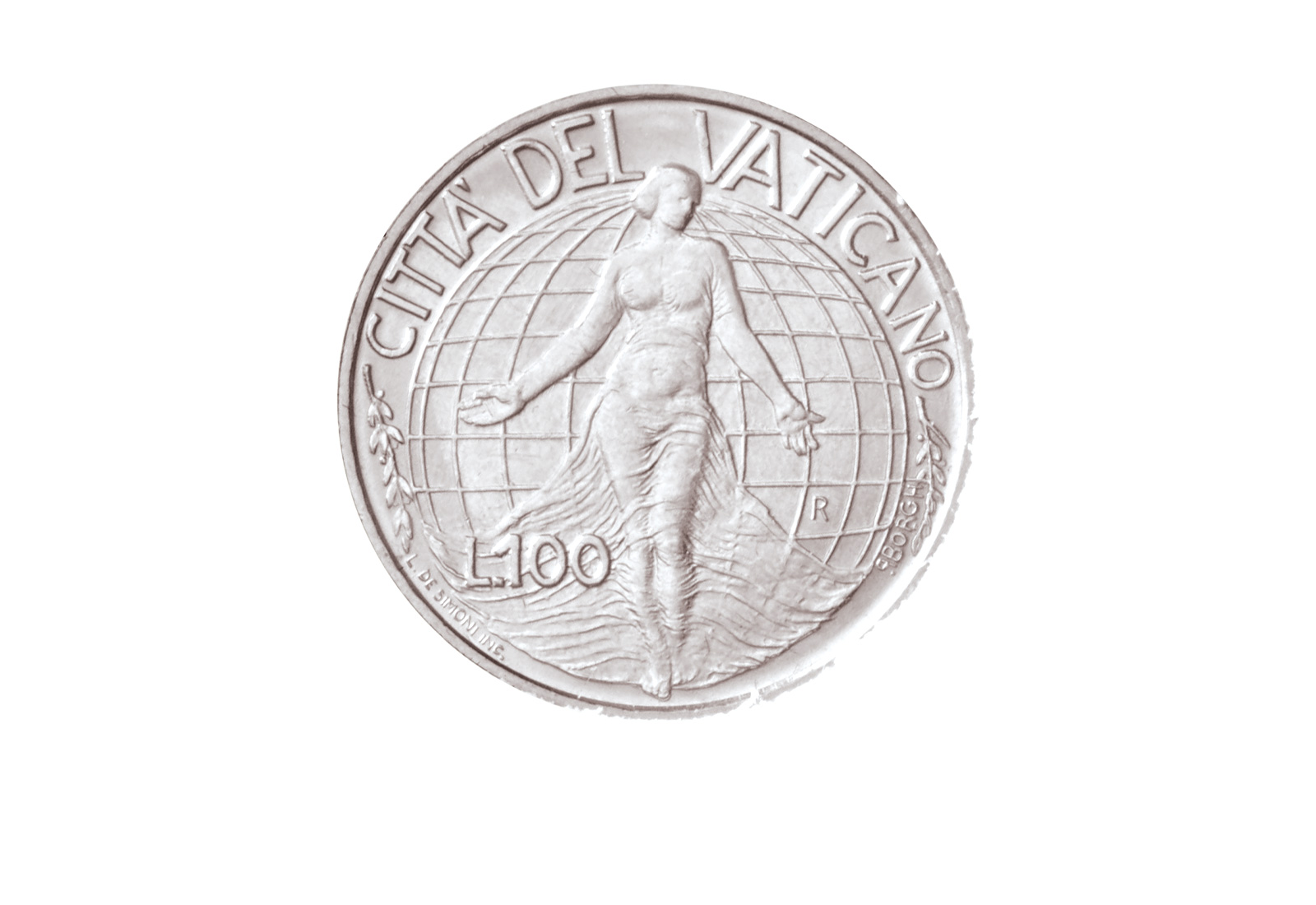 100 Lire 1998 Vatikan Papst Johannes Paul II. Frau vor Globus