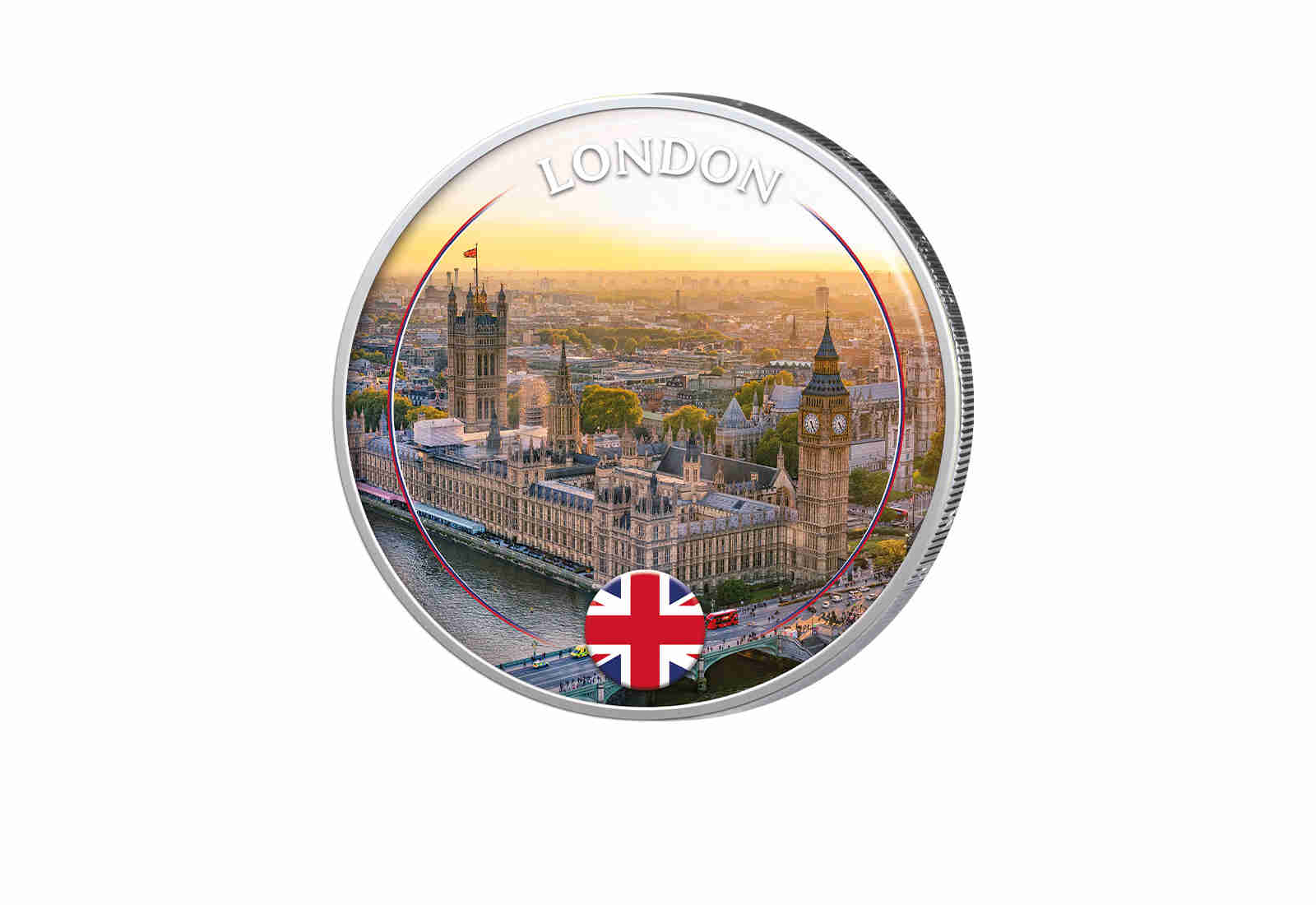 2 Euro mit Farbapplikation London - Vereinigtes Königreich