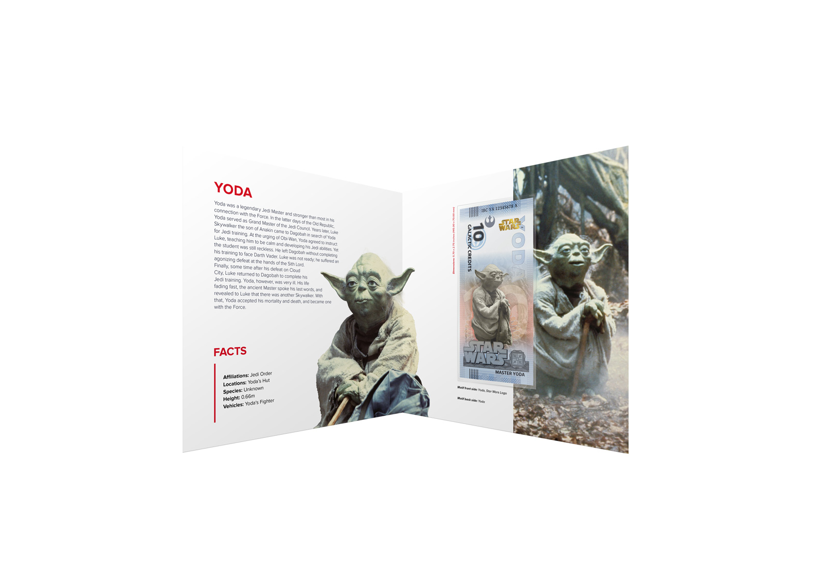 Souvenir 10 Galactic Credit Yoda in Klappkarte Star Wars Serie