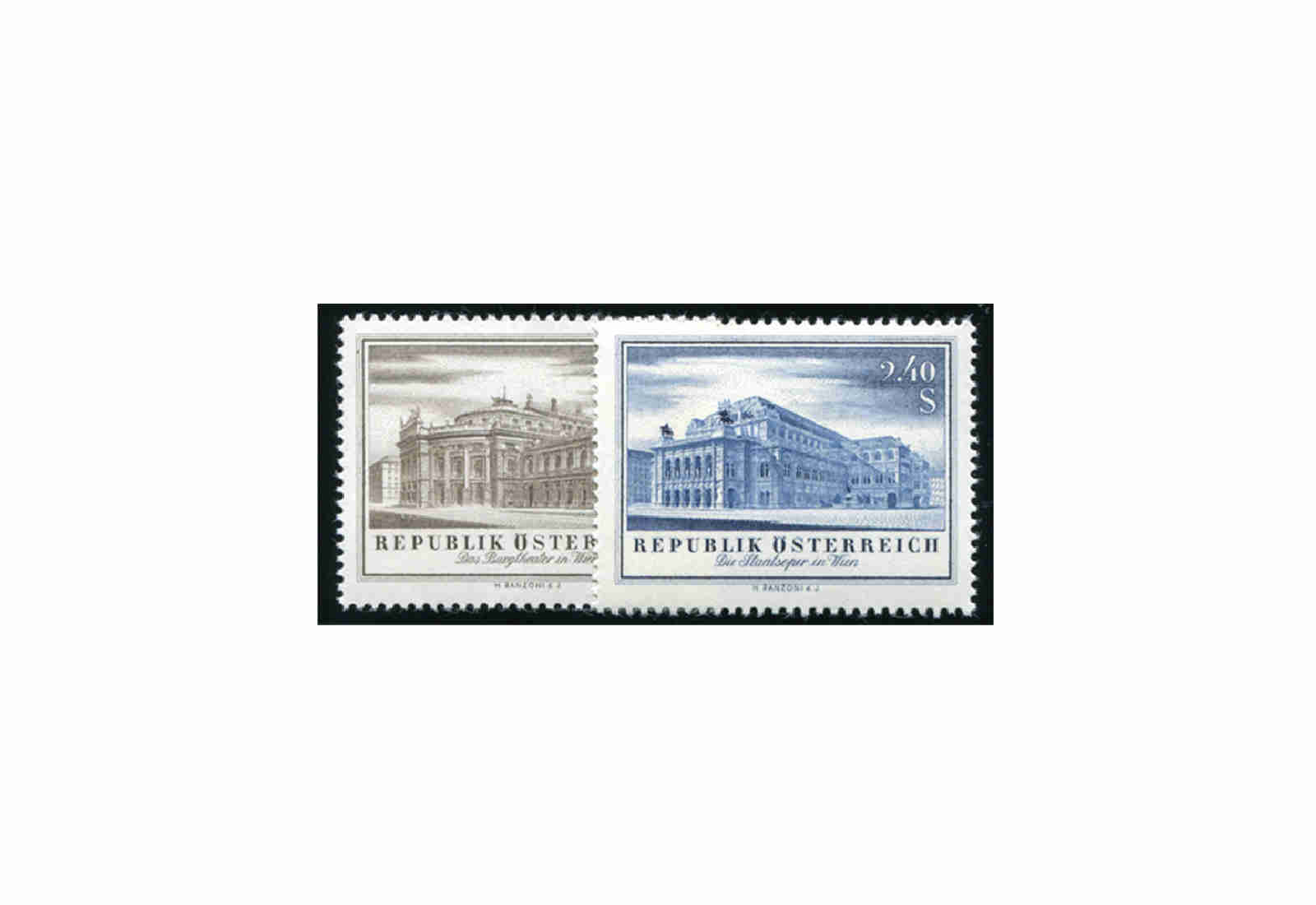 Österreich Wiedereröffnung Burgtheater 1954 Mi.Nr. 1020/1021 postfrisch