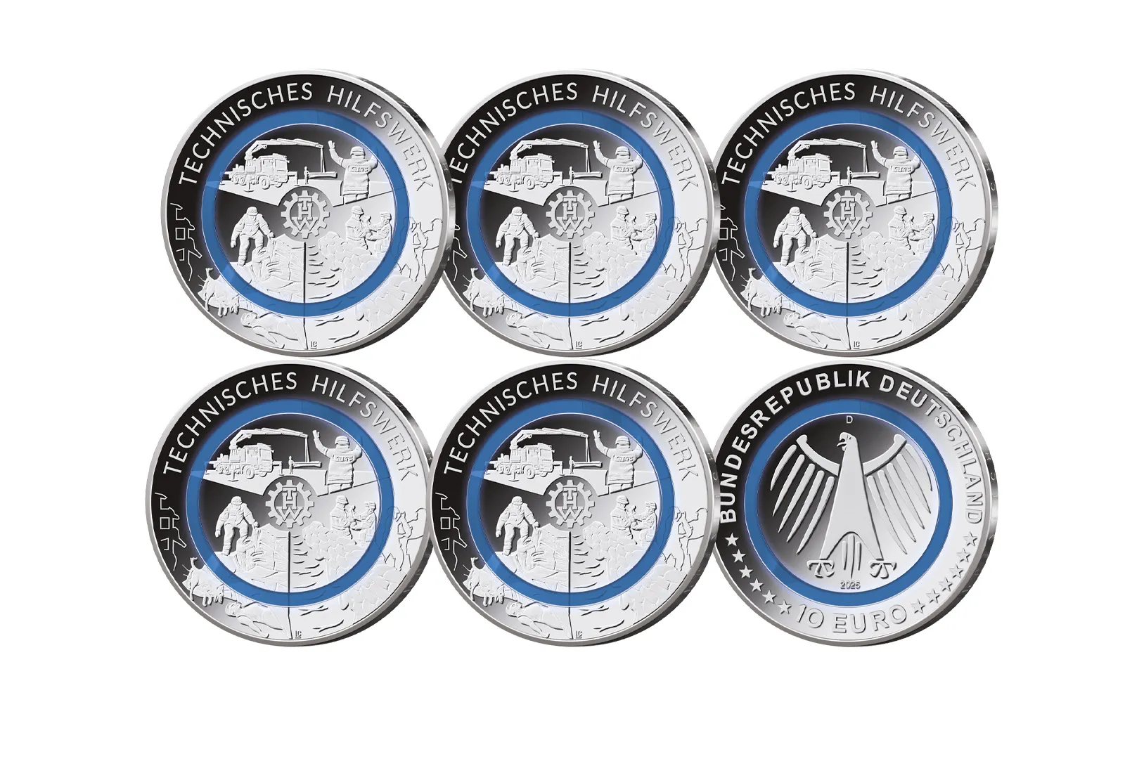 10 Euro 2025 Deutschland - Technisches Hilfswerk - Im Dienst der Gesellschaft - Prägestätten A-J