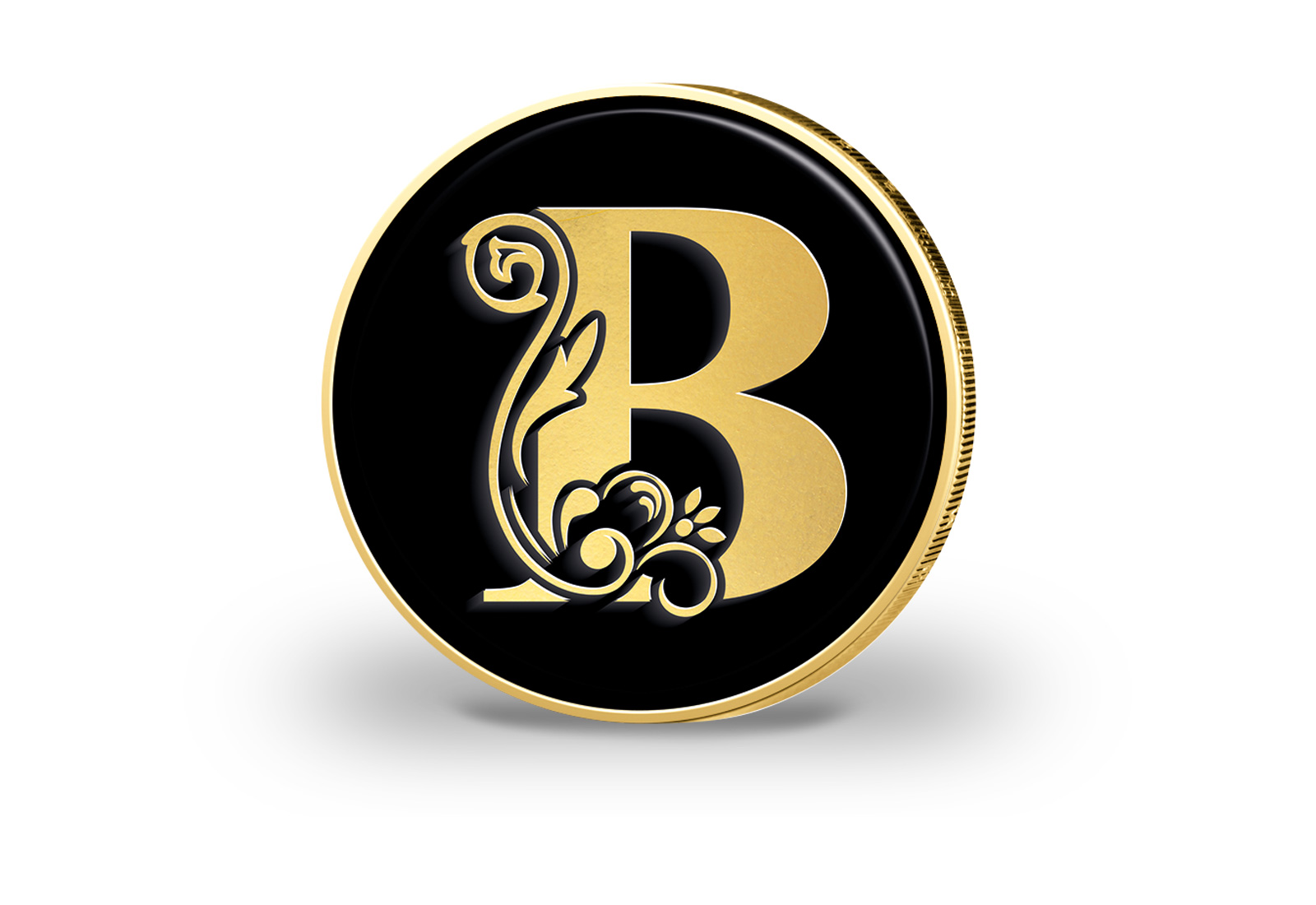 2 Euro vergoldet mit Farbmotiv Buchstabe B