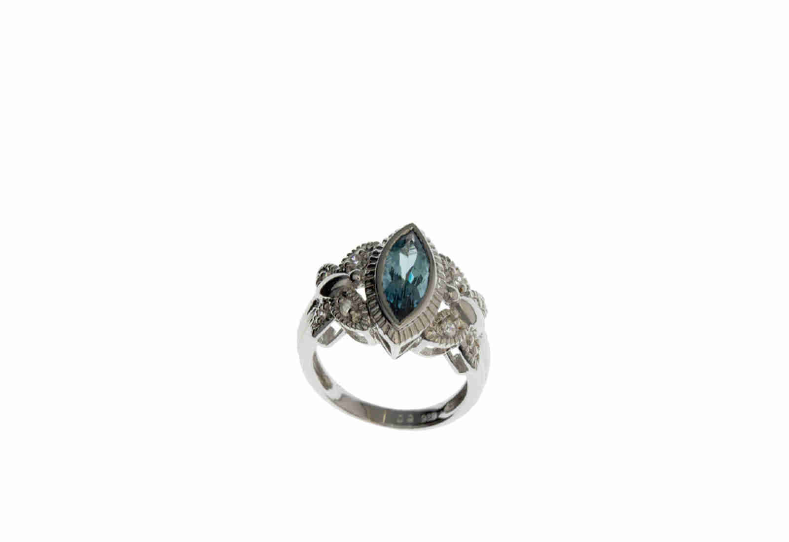 Ring Tanz der Schmetterling Größe 16 mit blauem Stein