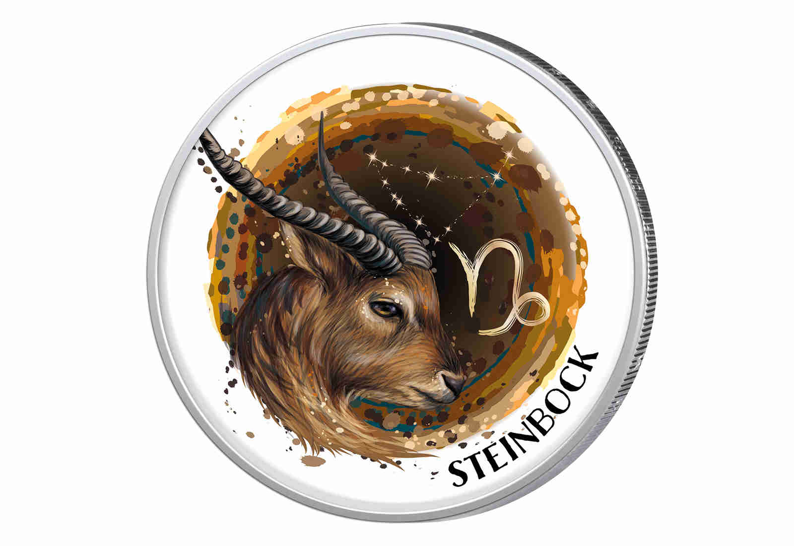 2 Euro mit Farbapplikation Sternzeichen Steinbock