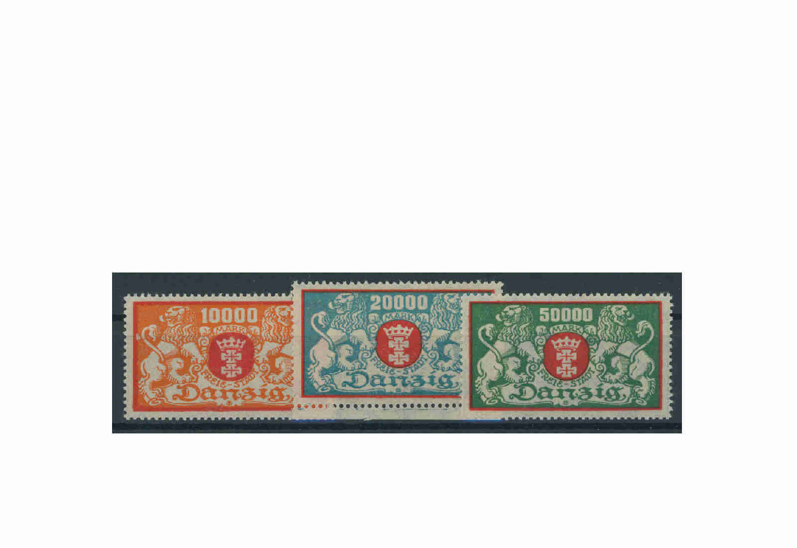Briefmarke Deutsches Reich Freie Stadt Danzig 1923 Michel-Nr. 147/49 postfrisch