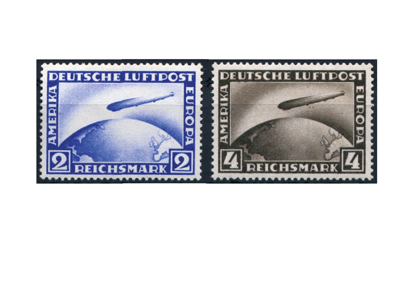 Briefmarken Deutsches Reich Flugpostmarken Luftschiff 1928 Michel-Nr. 423/424 postfrisch