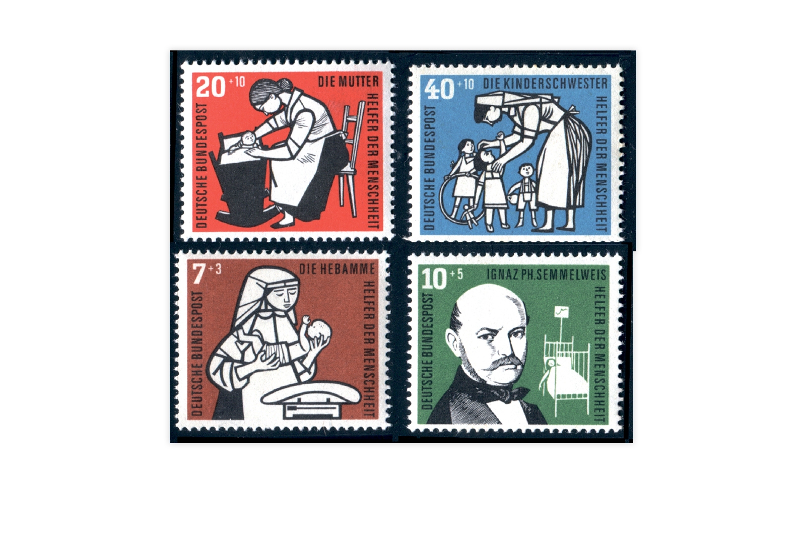 Briefmarken BRD Wohlfahrt Kinderpflege 1956 Michel-Nr. 243-246 postfrisch