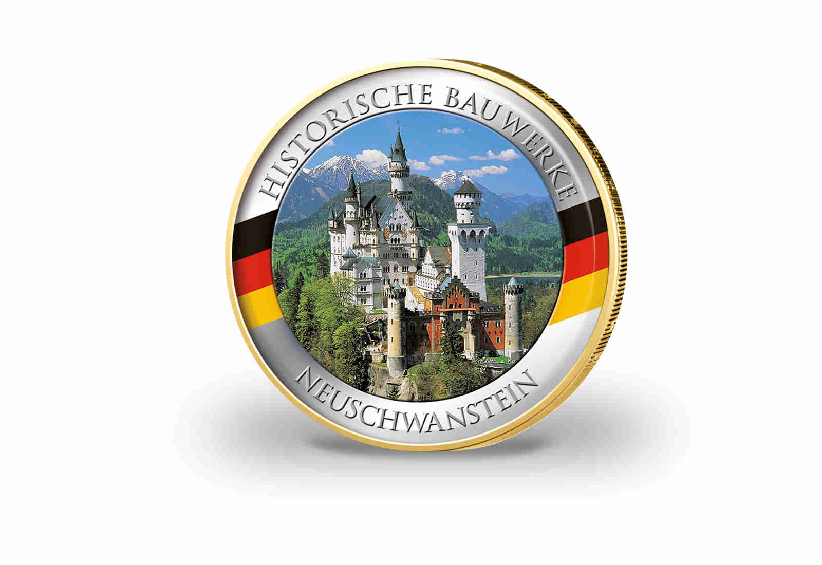 2 Euro vergoldet Neuschwanstein mit Farbmotiv