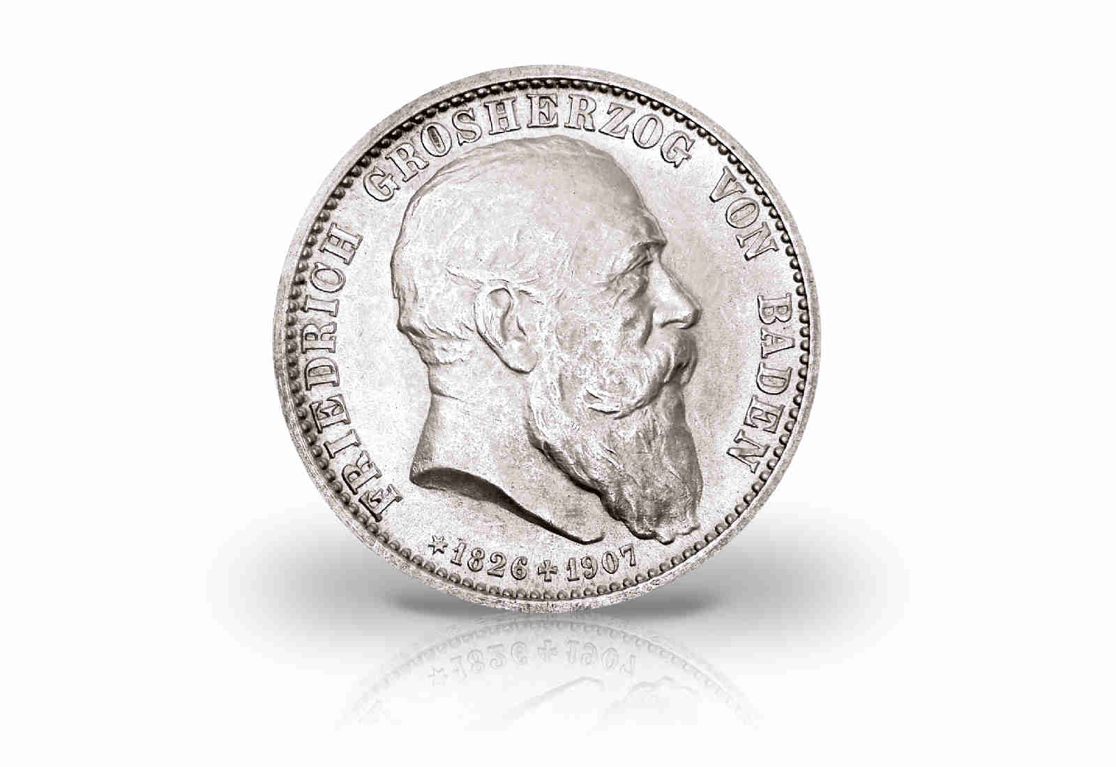2 Mark 1907 Deutsches Kaiserreich Baden Ghzg. Tod Friedrich I. Jaeger-Nr. 36