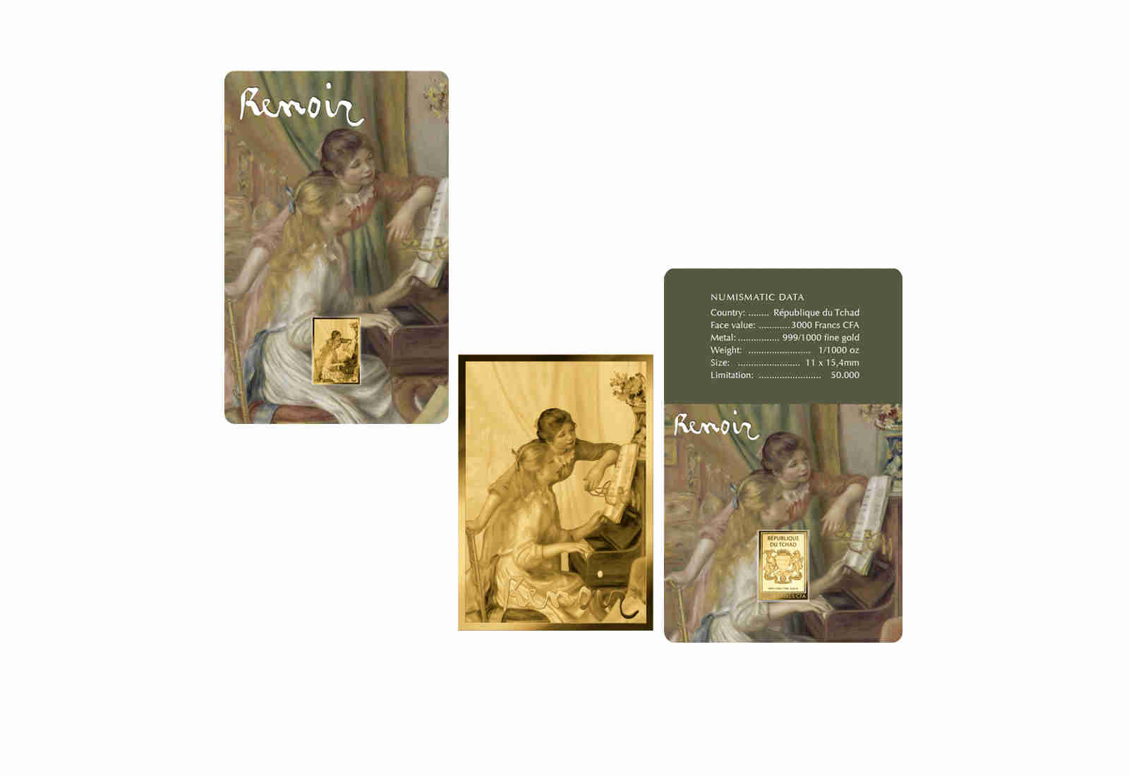 Goldmünze Motiv "Junge Mädchen am Klavier" Coincard Feinheit 999/1000 Gold Geschenk