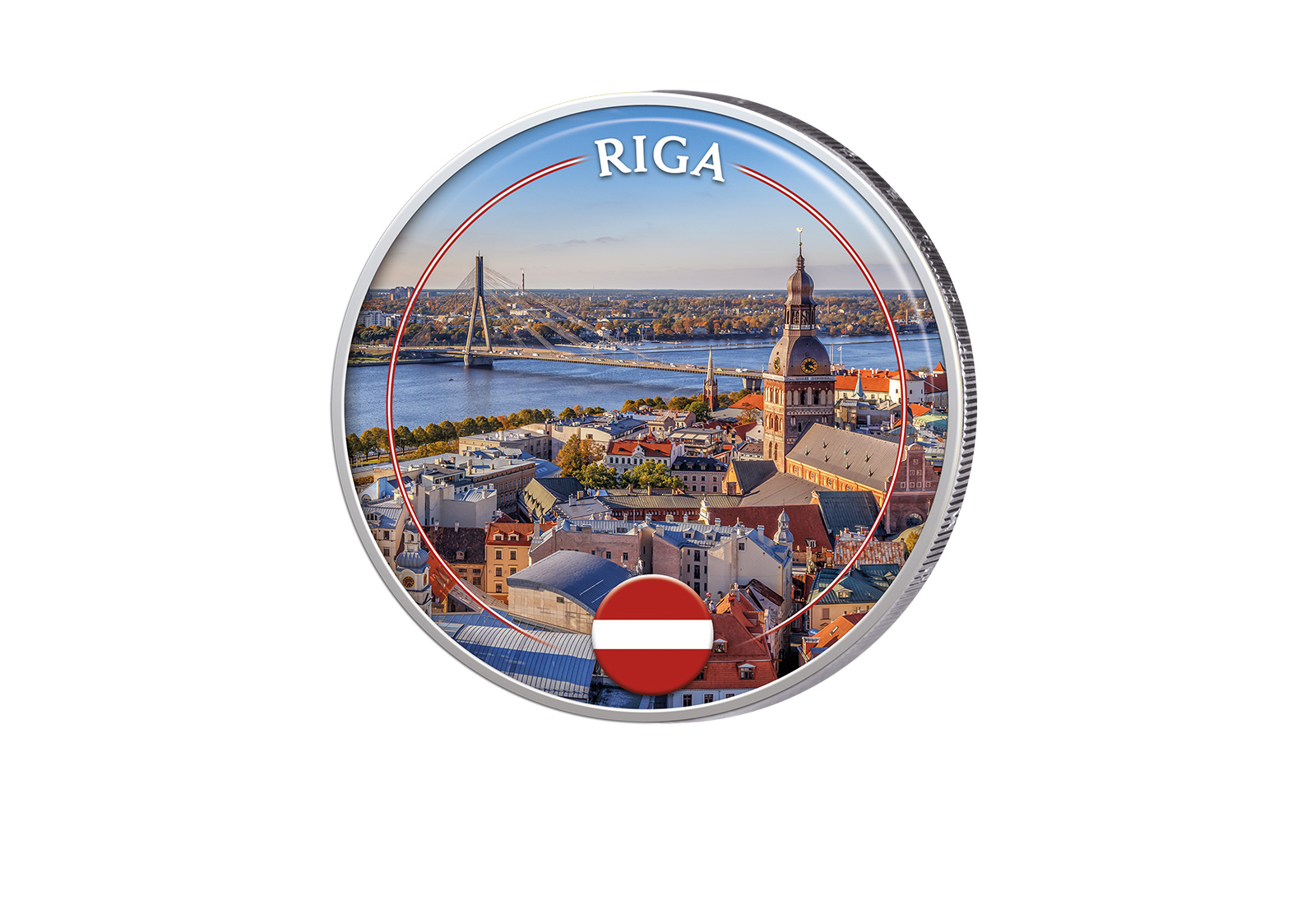 2 Euro mit Farbapplikation Riga - Lettland