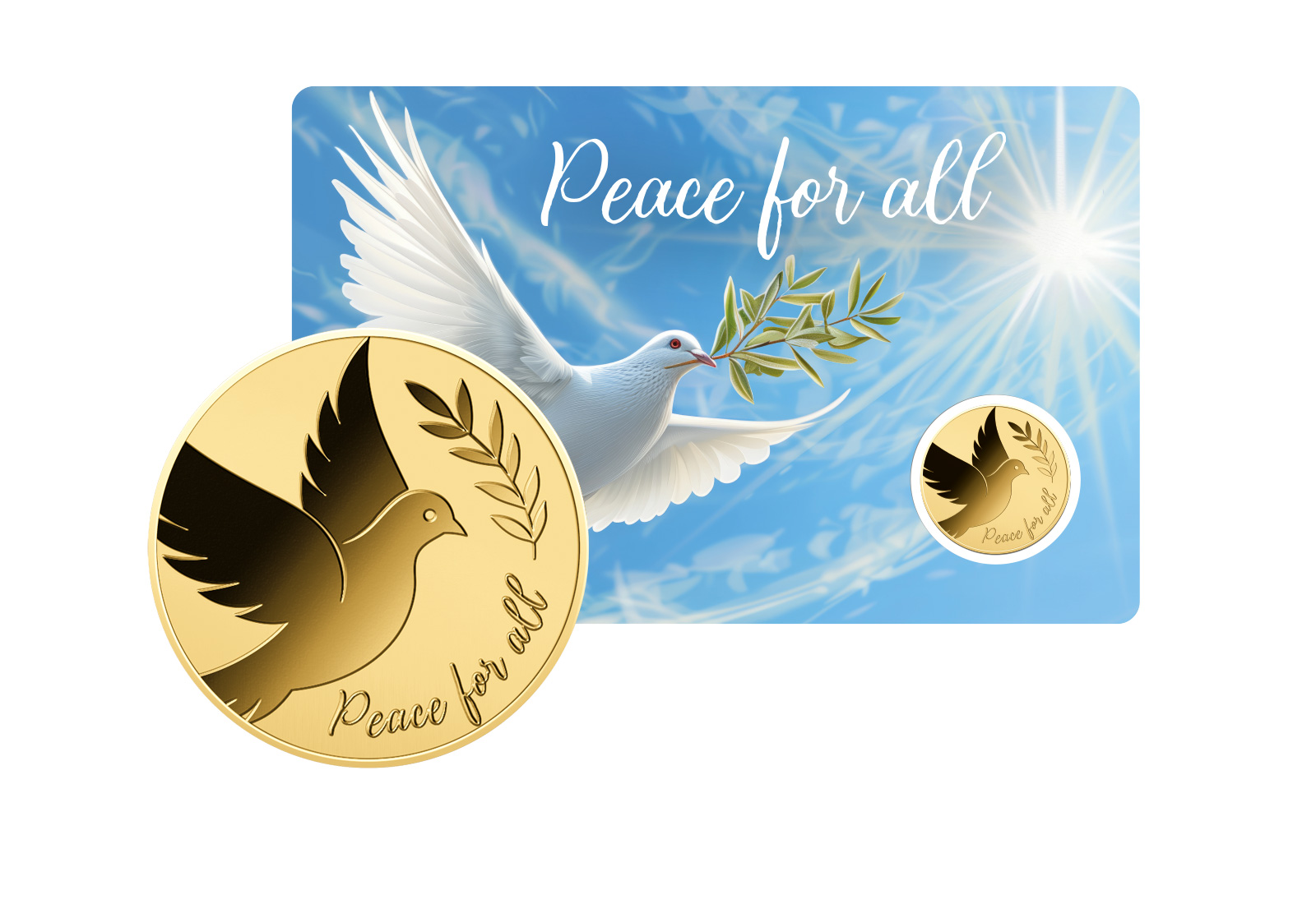 Goldmünze Friedenstaube in Coincard 999/1000 Gold
