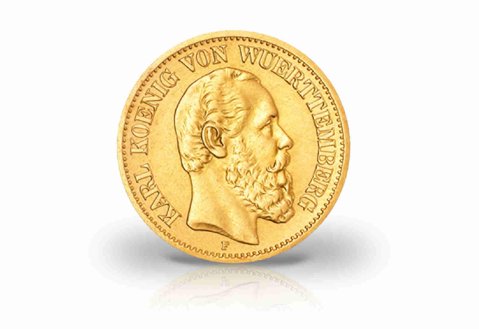 20 Mark Goldmünze 1874-1876 Kaiserreich König Karl von Württemberg Jaeger-Nr. 293