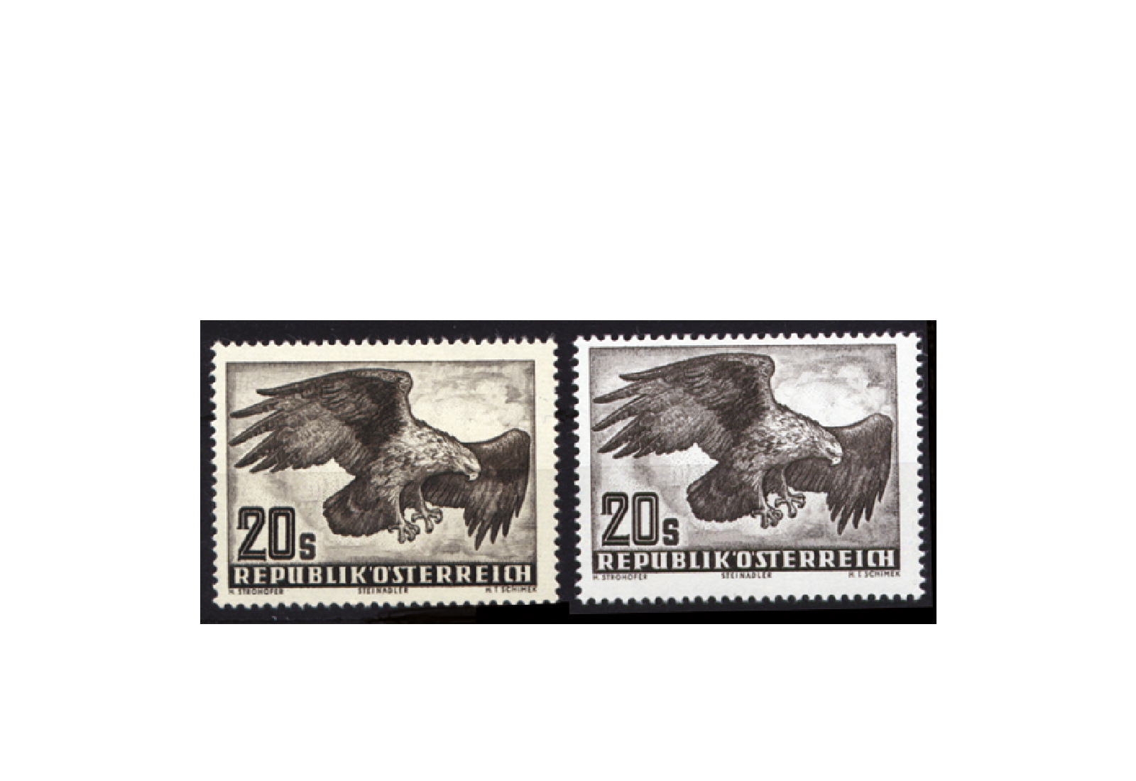 Briefmarken Österreich Steinadler 1952-1959 Michel-Nr. 968 x+y postfrisch