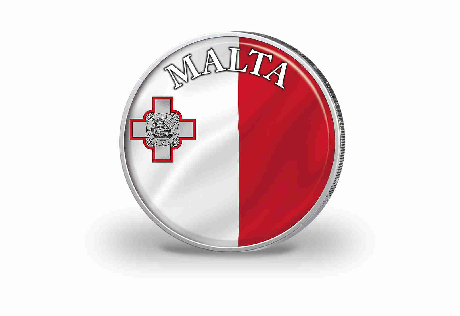 2 Euro vergoldet Malta Flagge mit Farbmotiv