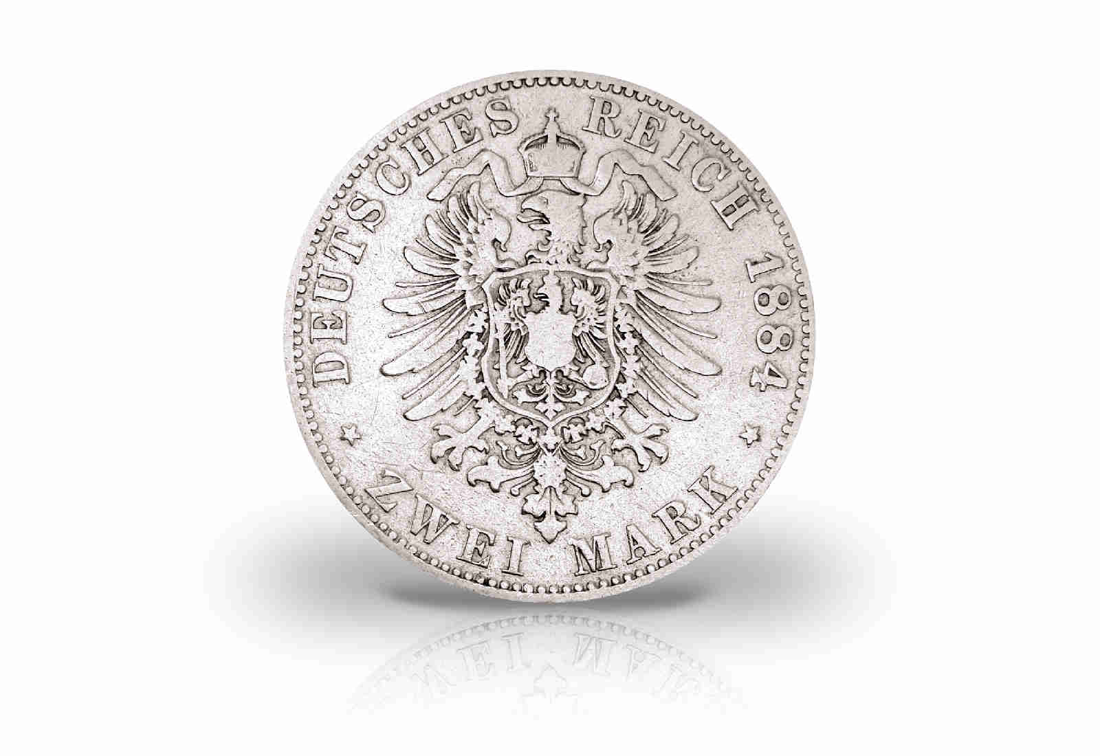 2 Mark 1884 Deutsches Kaiserreich Reuss Fürst Heinrich XIV. Jaeger-Nr. 120